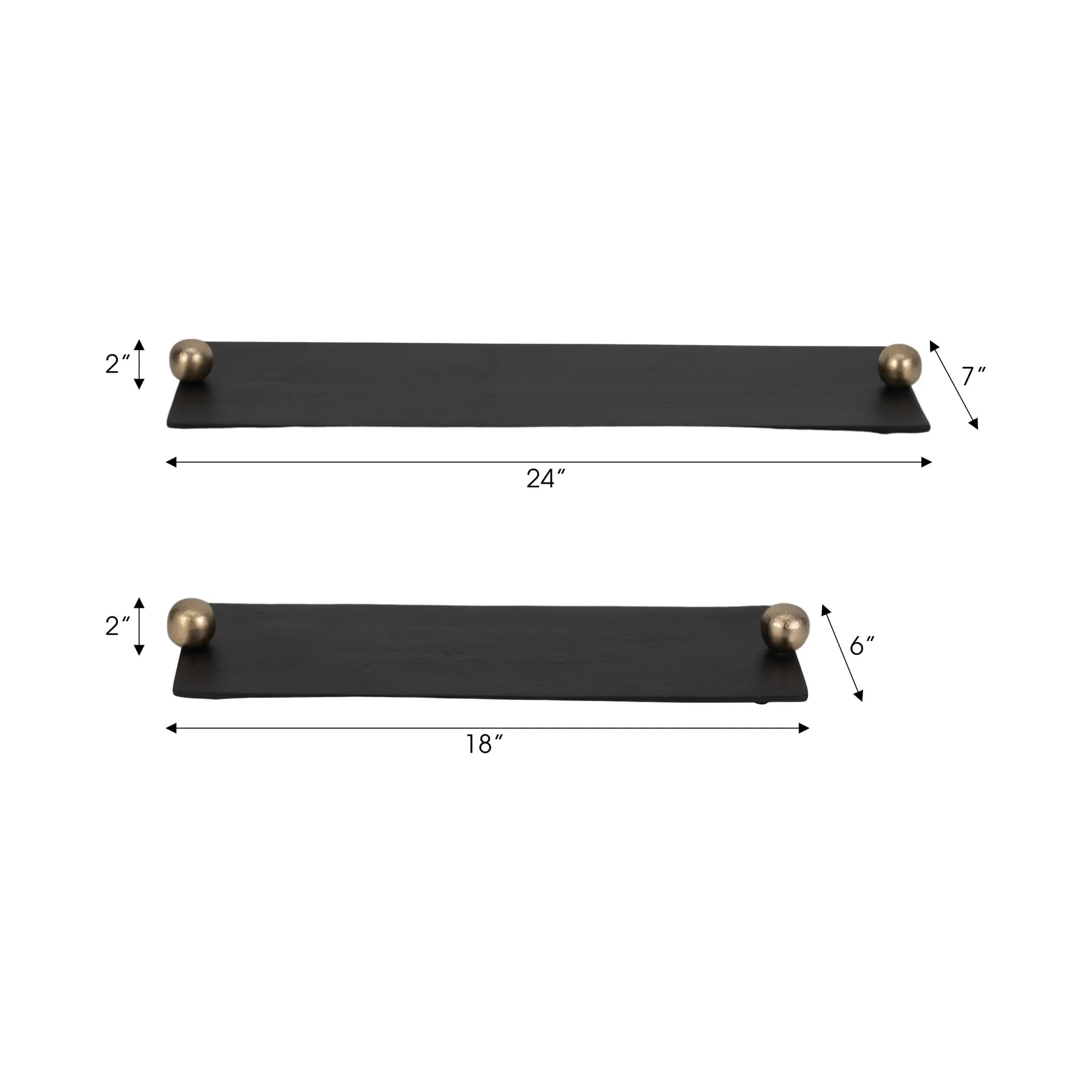 Metal,s/2 24/18",flat Tray With Gld Knob Handles,b - Image 9