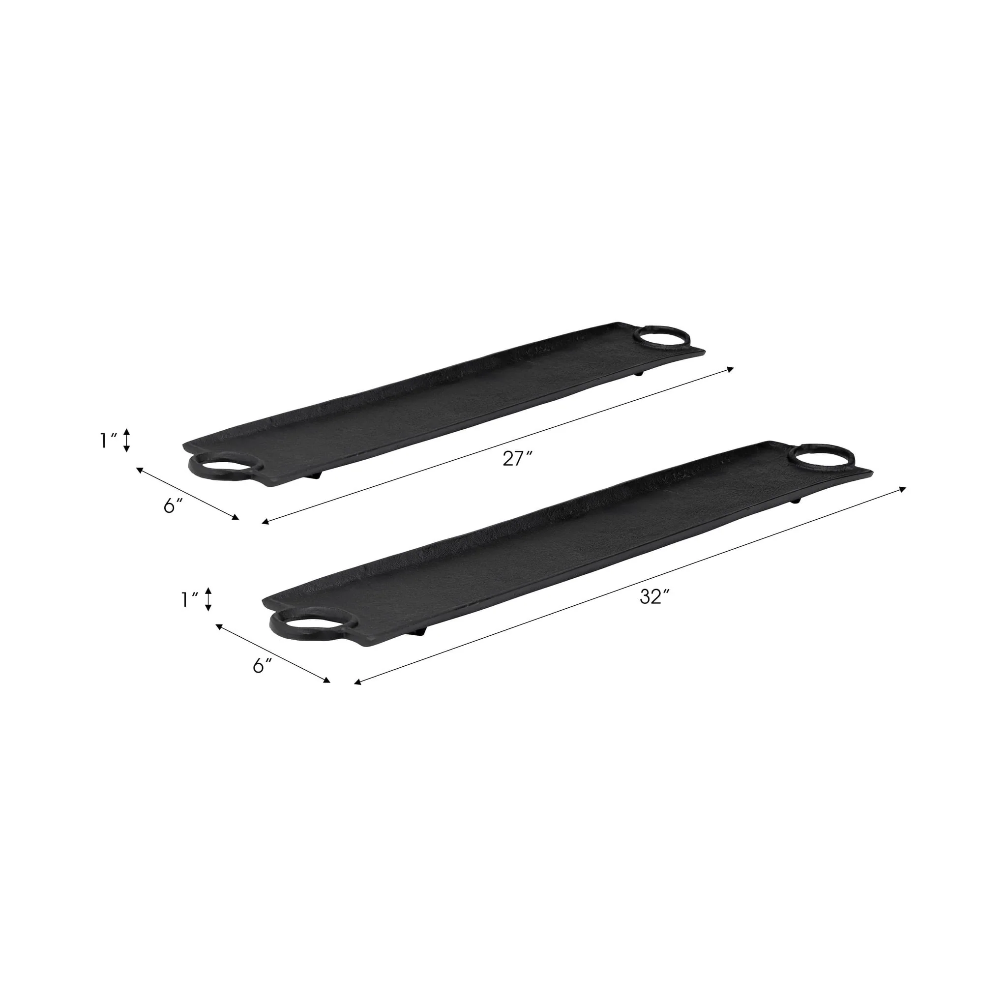 Metal,s/2 26/32",flat Tray W/ring Handles,black - Image 9