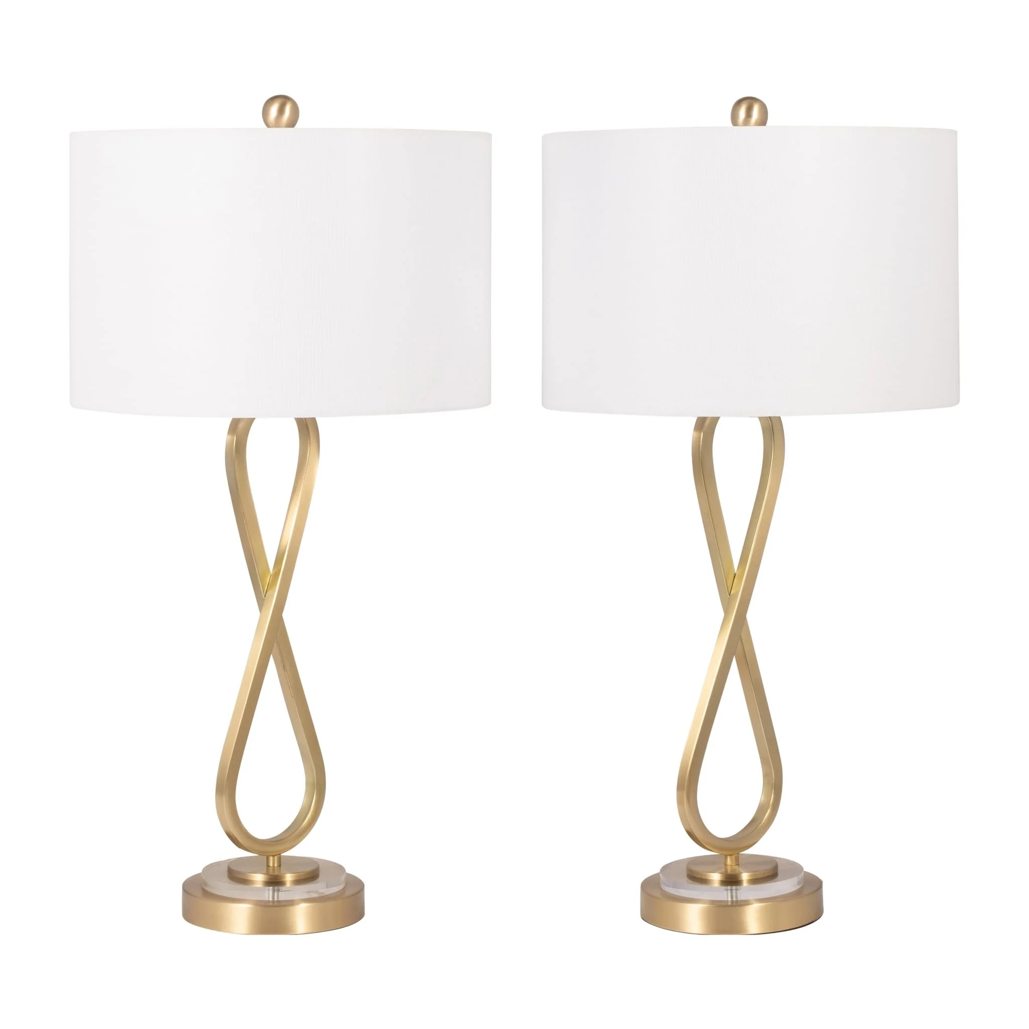 Metal, S/2 28" Infinity Table Lamps, Gold - Image 3