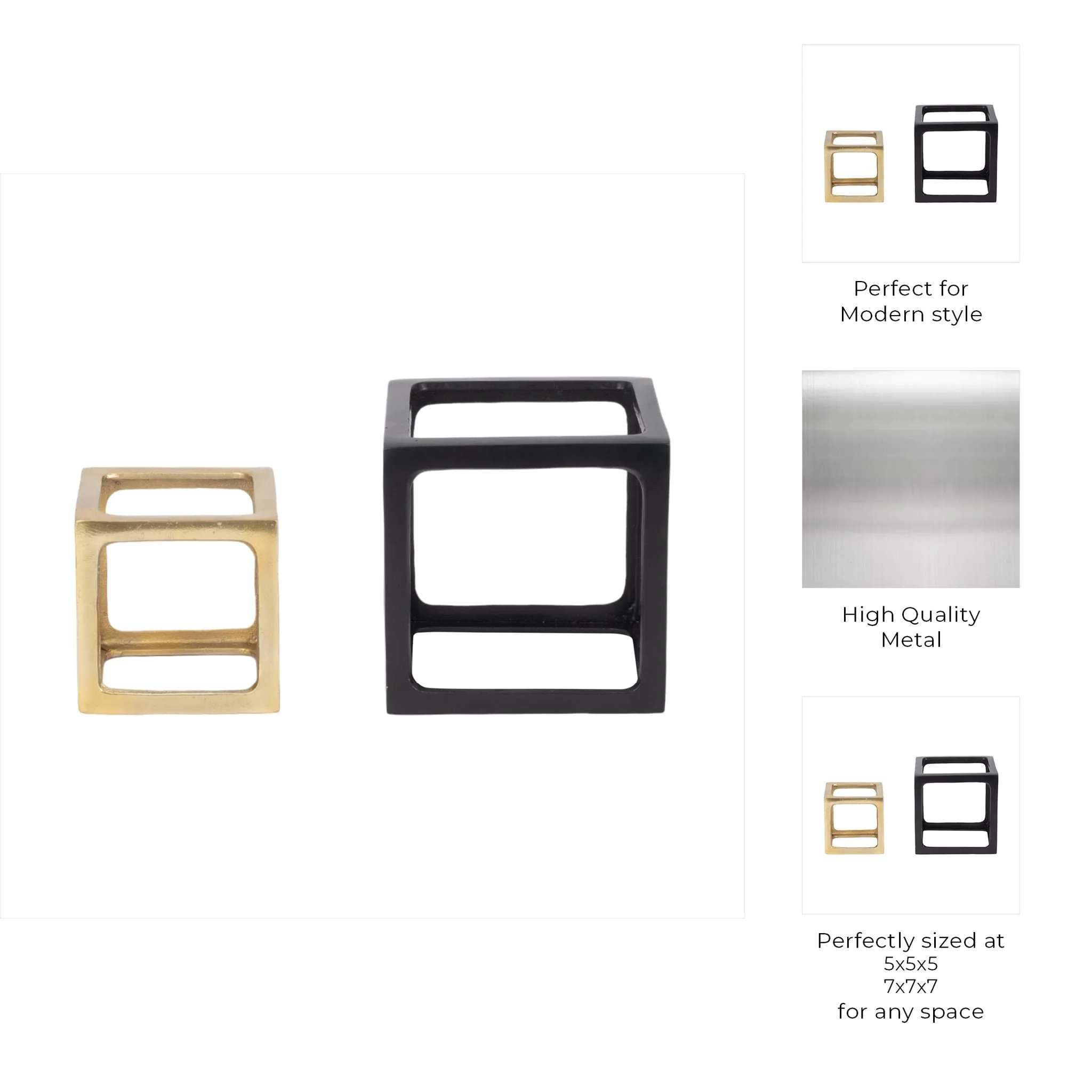Metal, S/2 5/7" Open Square Object, Multi - Image 10