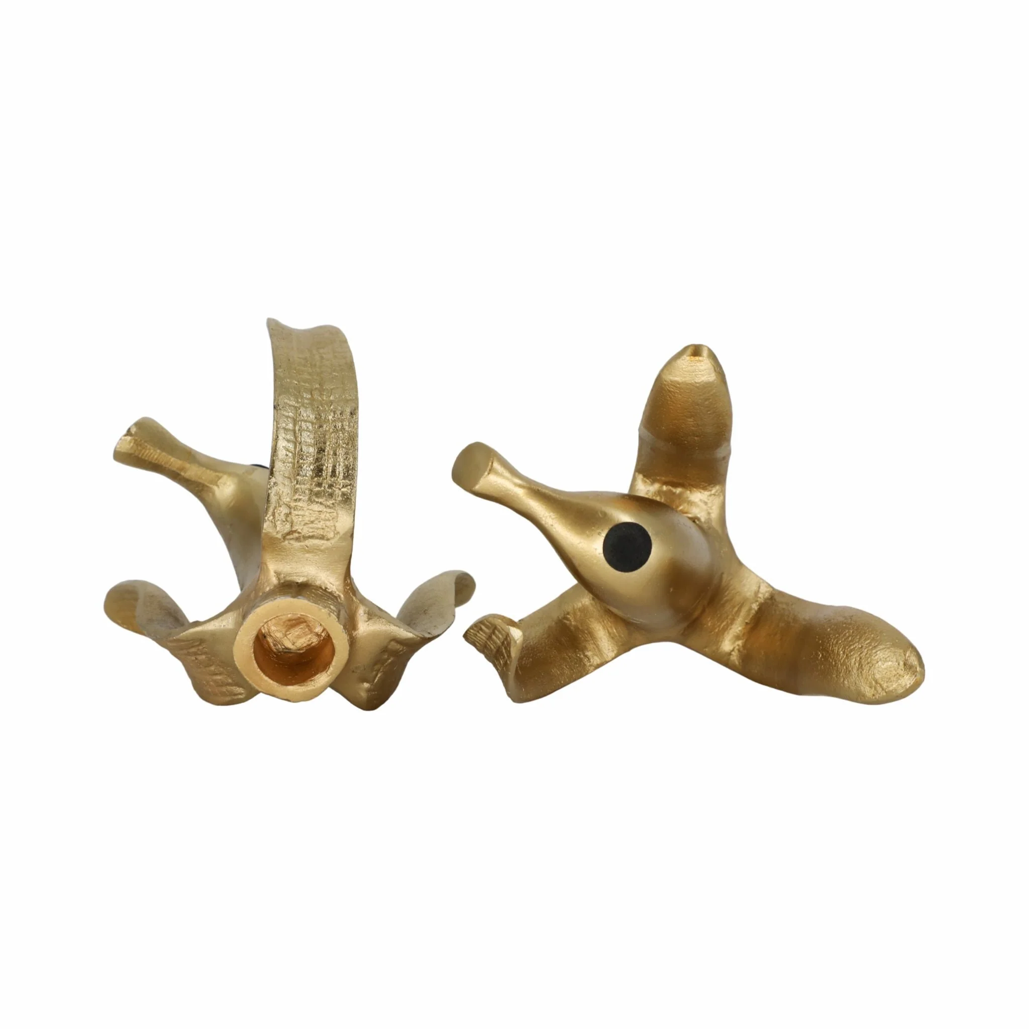 Metal, S/2 6" Banana Taper Candle Holders, Gold - Image 5