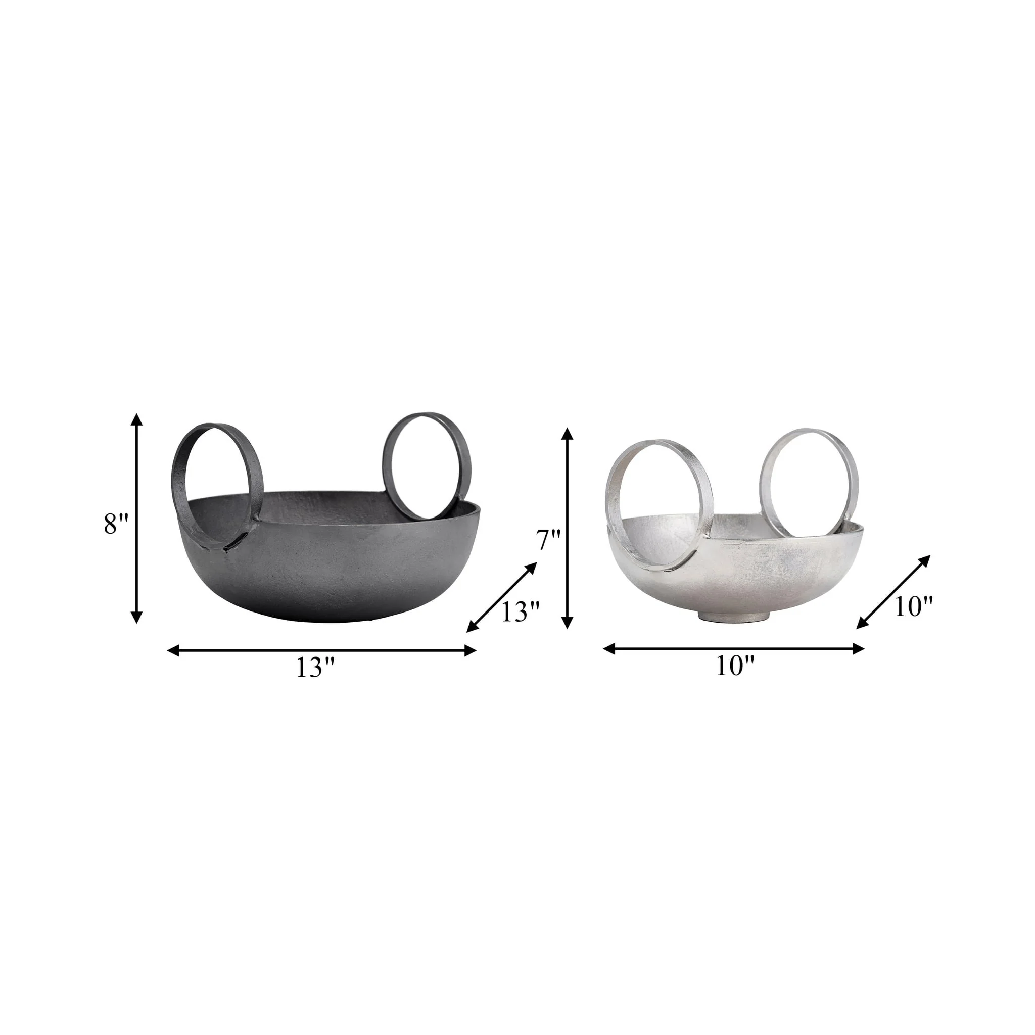 Metal, S/2, 7/8" Bowl With Handles, Slvr/gunmetal - Image 9