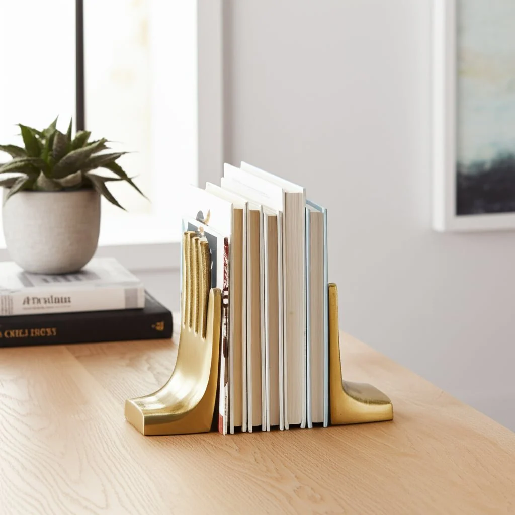 Metal, S/2 7" Hands Bookends, Gold - Image 11