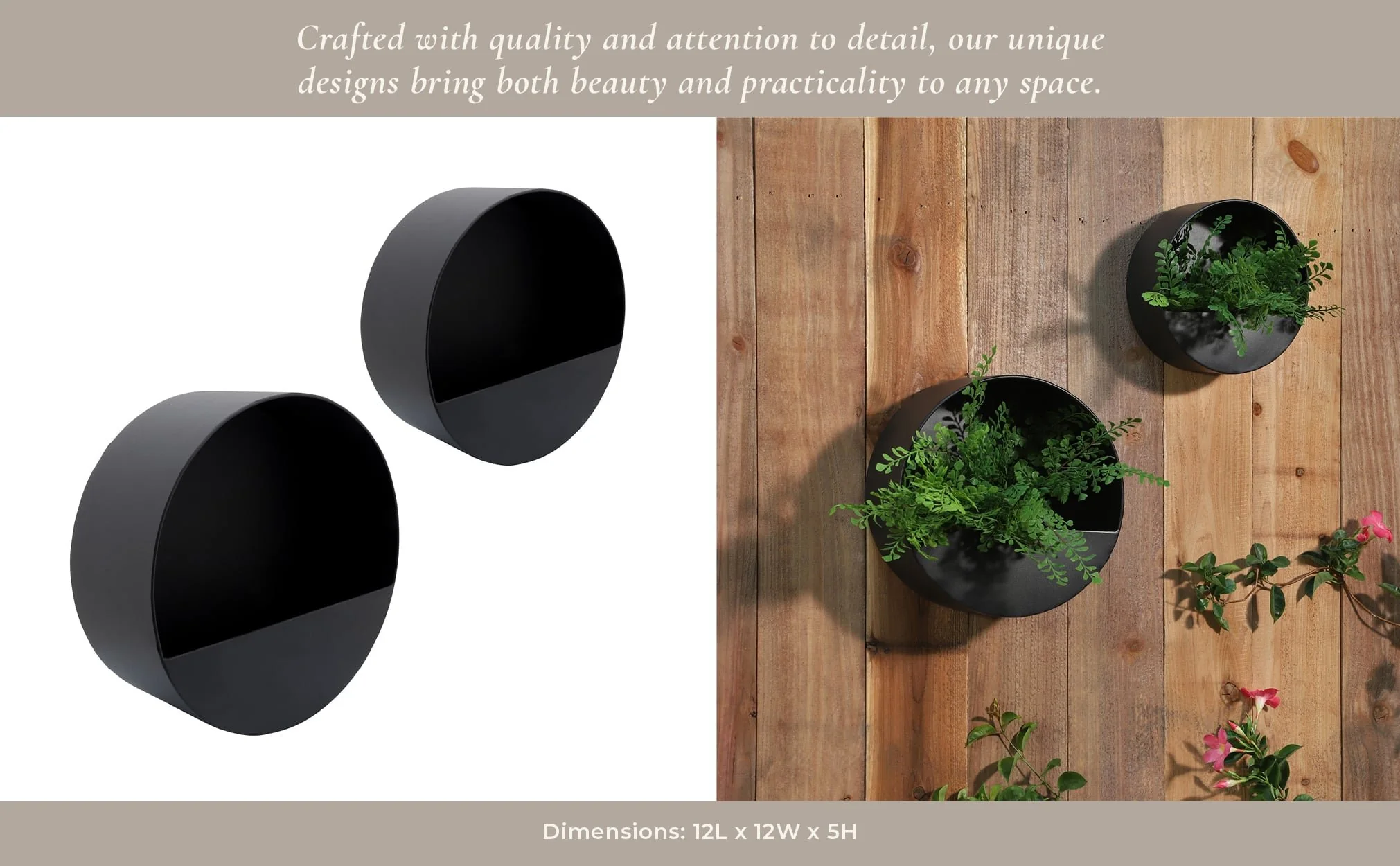 Metal S/2 9/12" Wall Planters, Black - Image 10