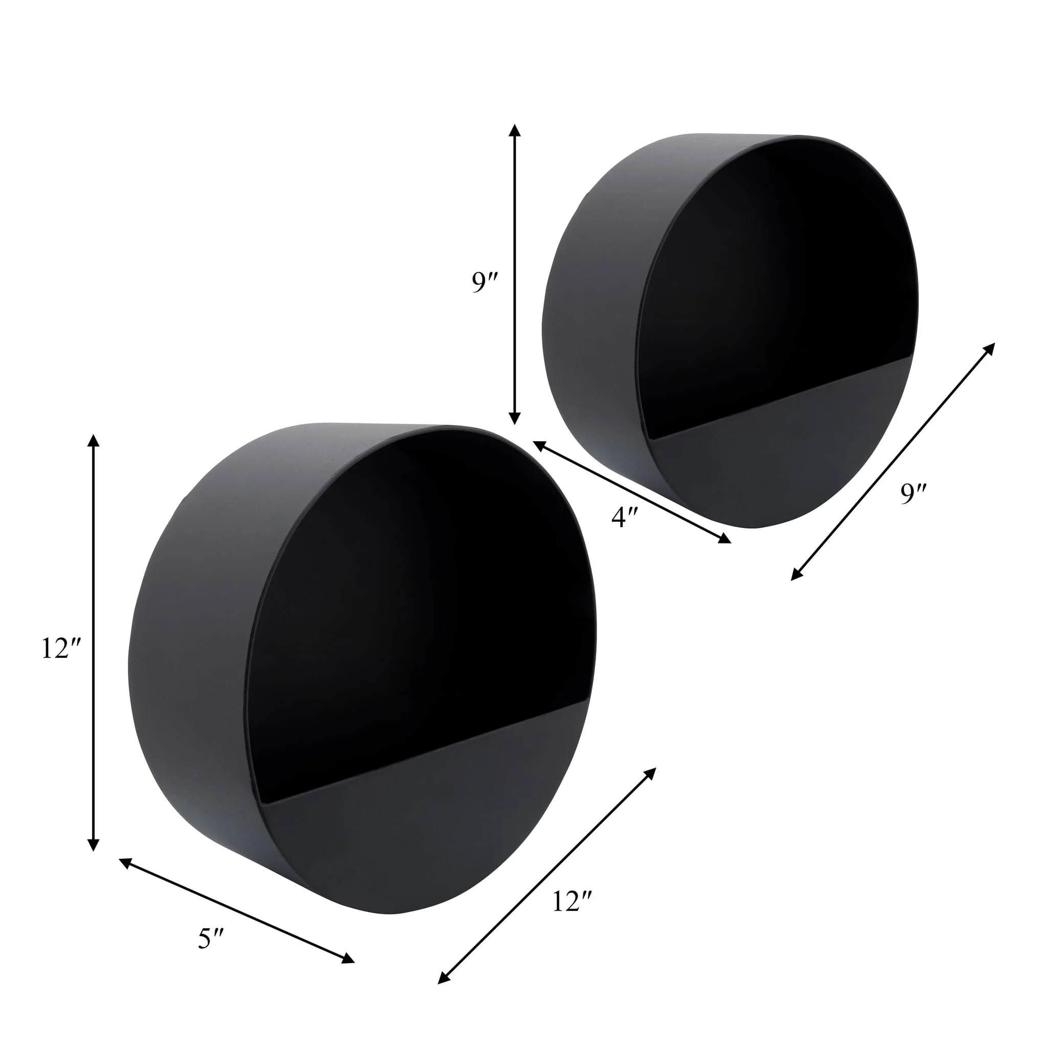 Metal S/2 9/12" Wall Planters, Black - Image 6