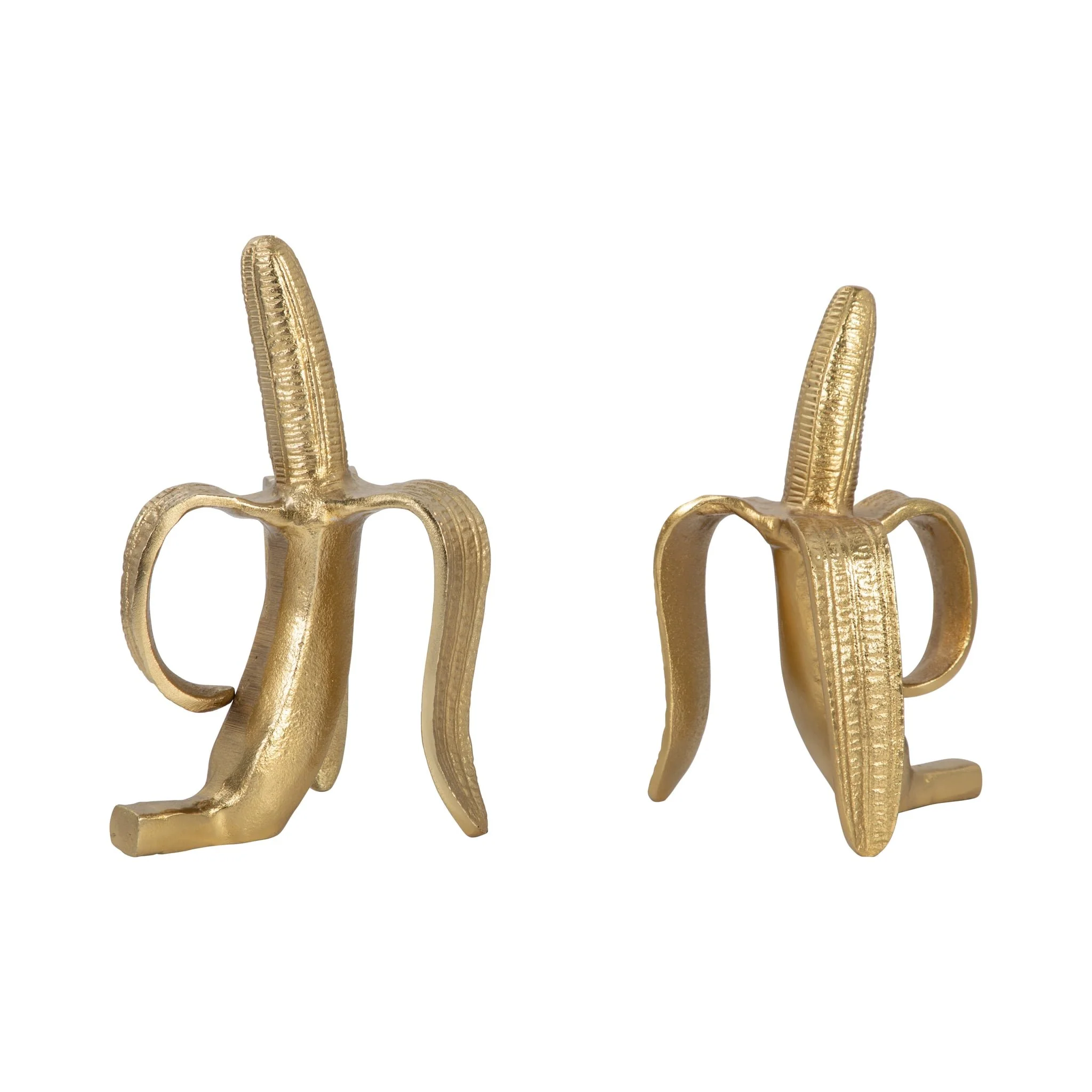 Metal, S/2 9" Banana Bookends, Gold - Image 3