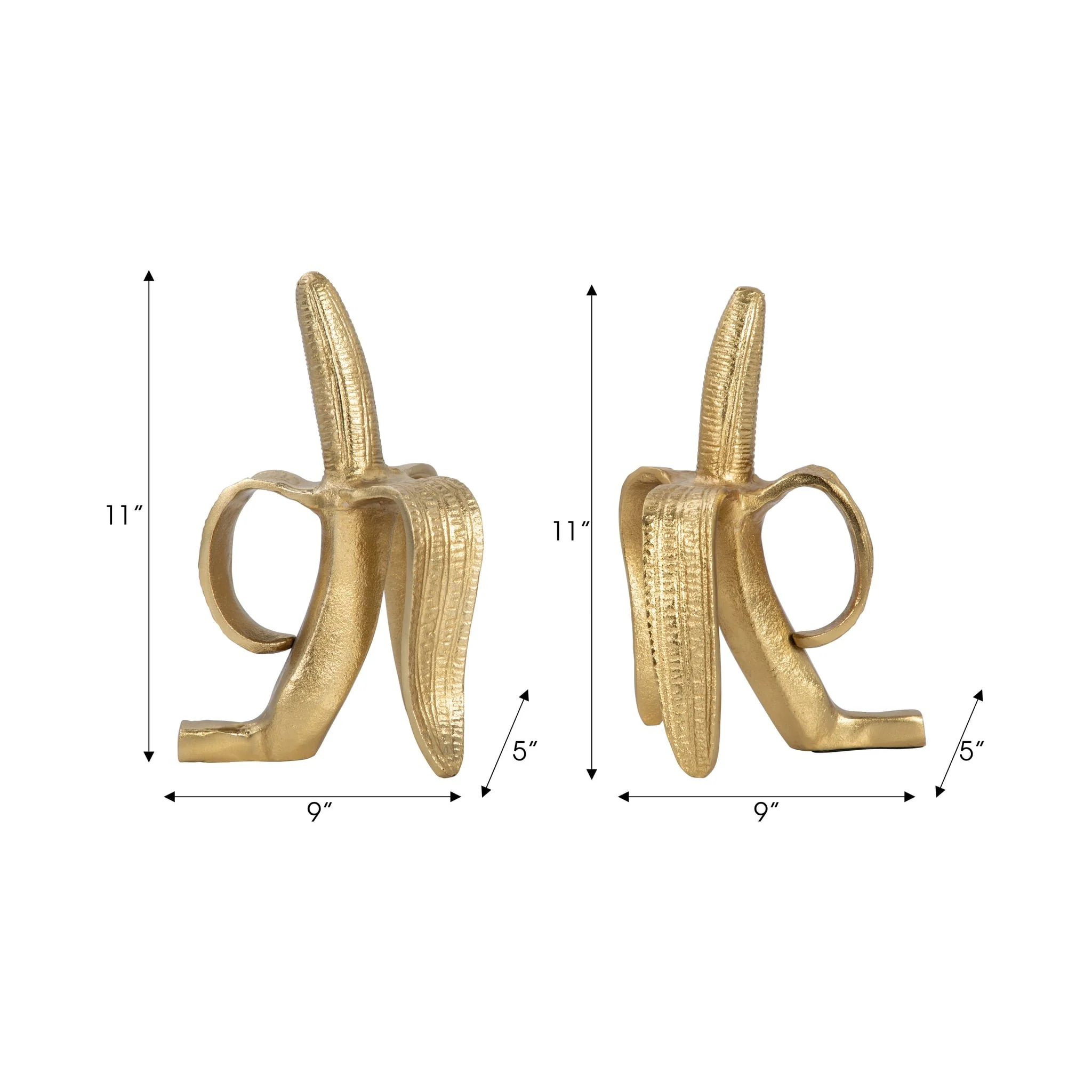 Metal, S/2 9" Banana Bookends, Gold - Image 7
