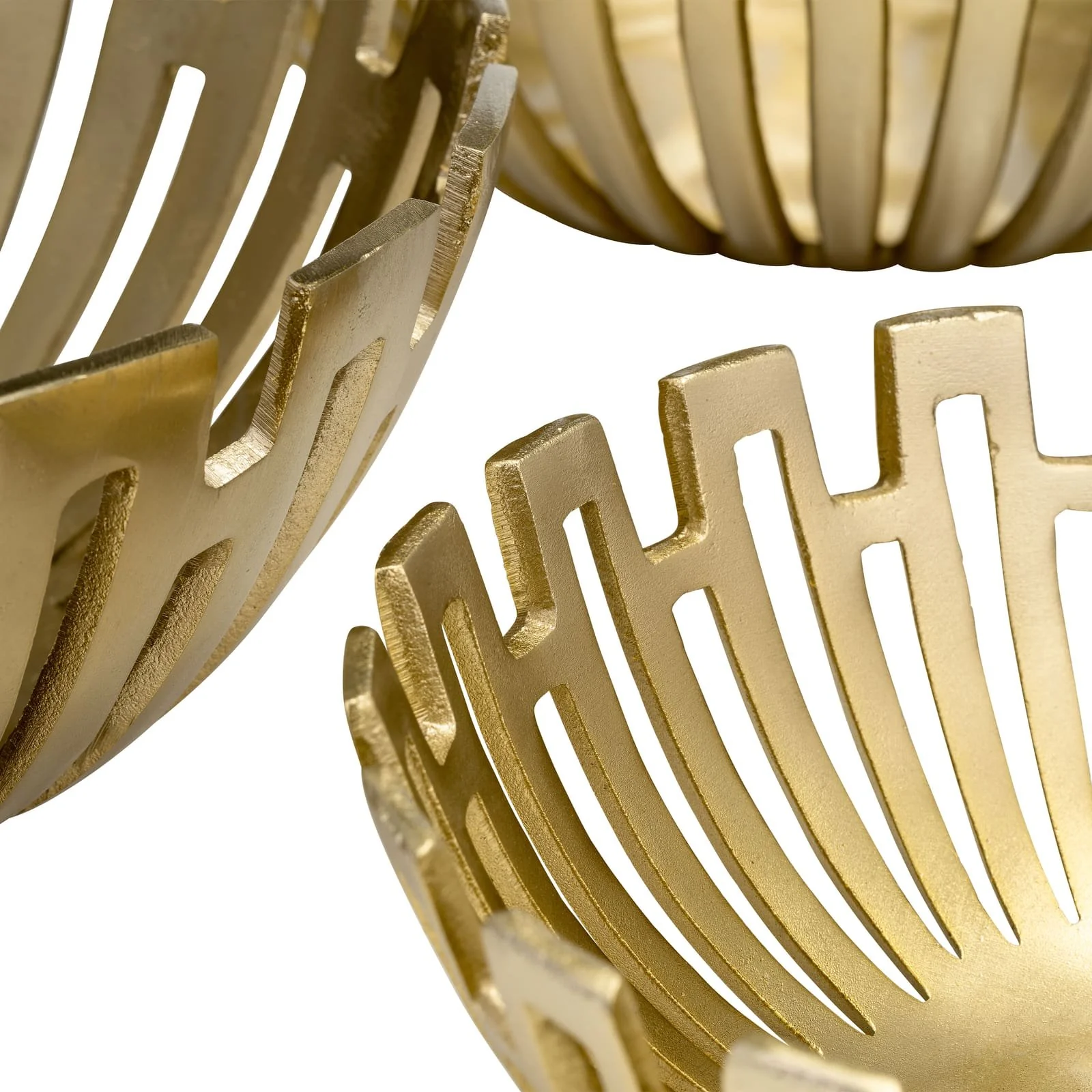 Metal, S/3 11/14/16" Geometric Bowls, Gold - Image 7