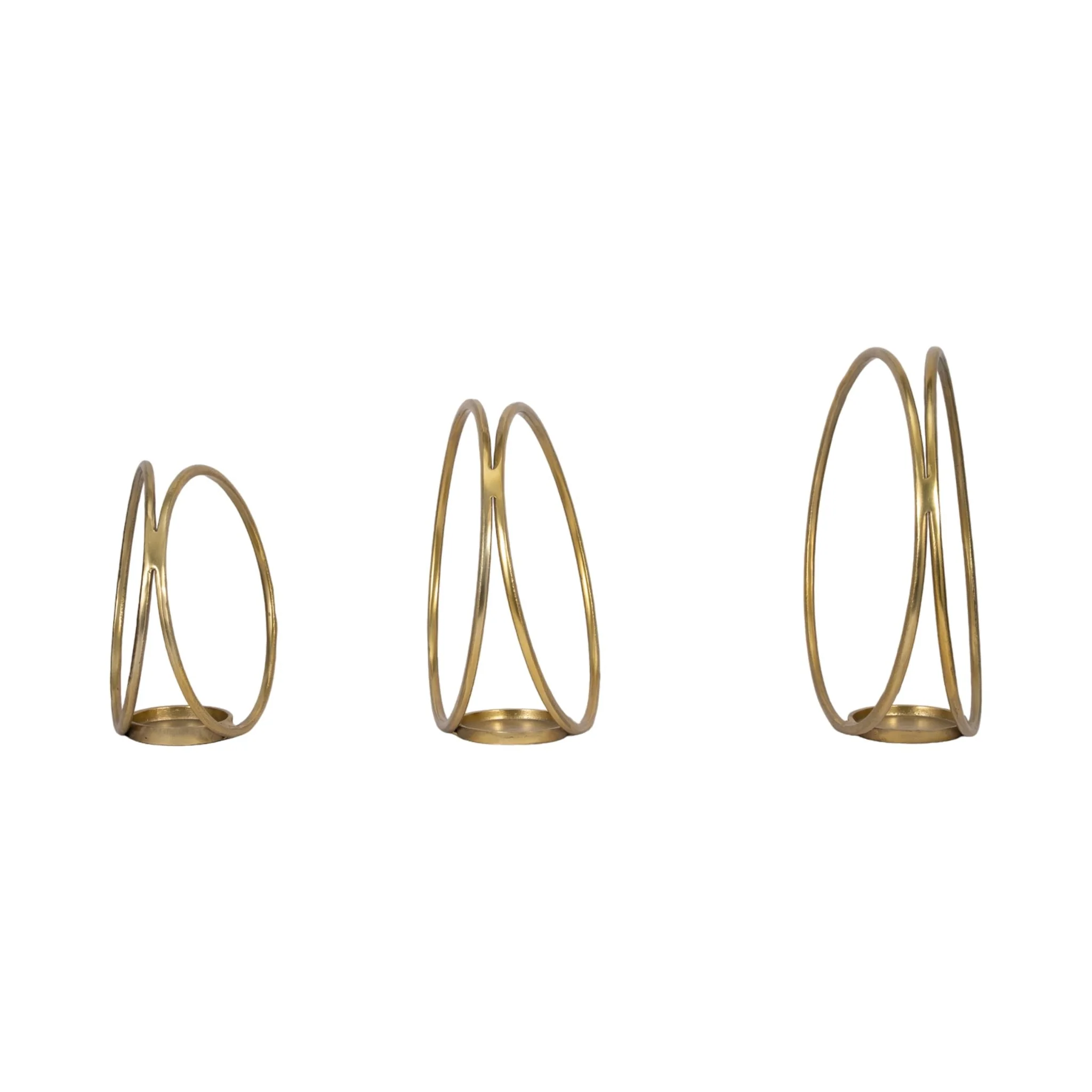 Metal,s/3 12/14/16"h,double Ring Candle Holder,gol - Image 4