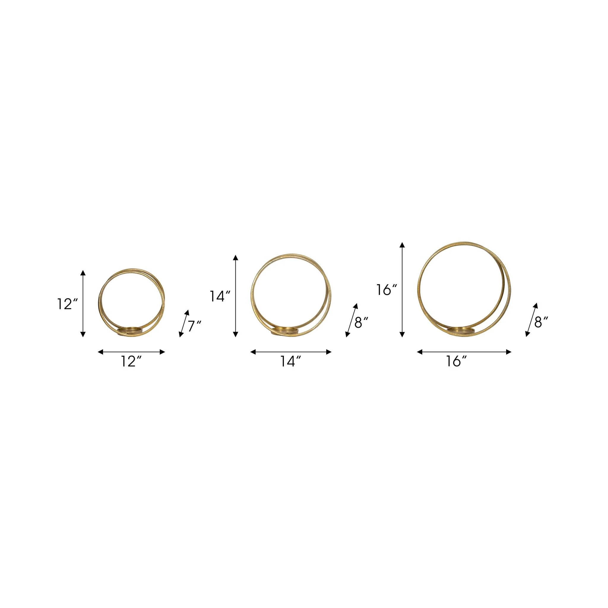 Metal,s/3 12/14/16"h,double Ring Candle Holder,gol - Image 9