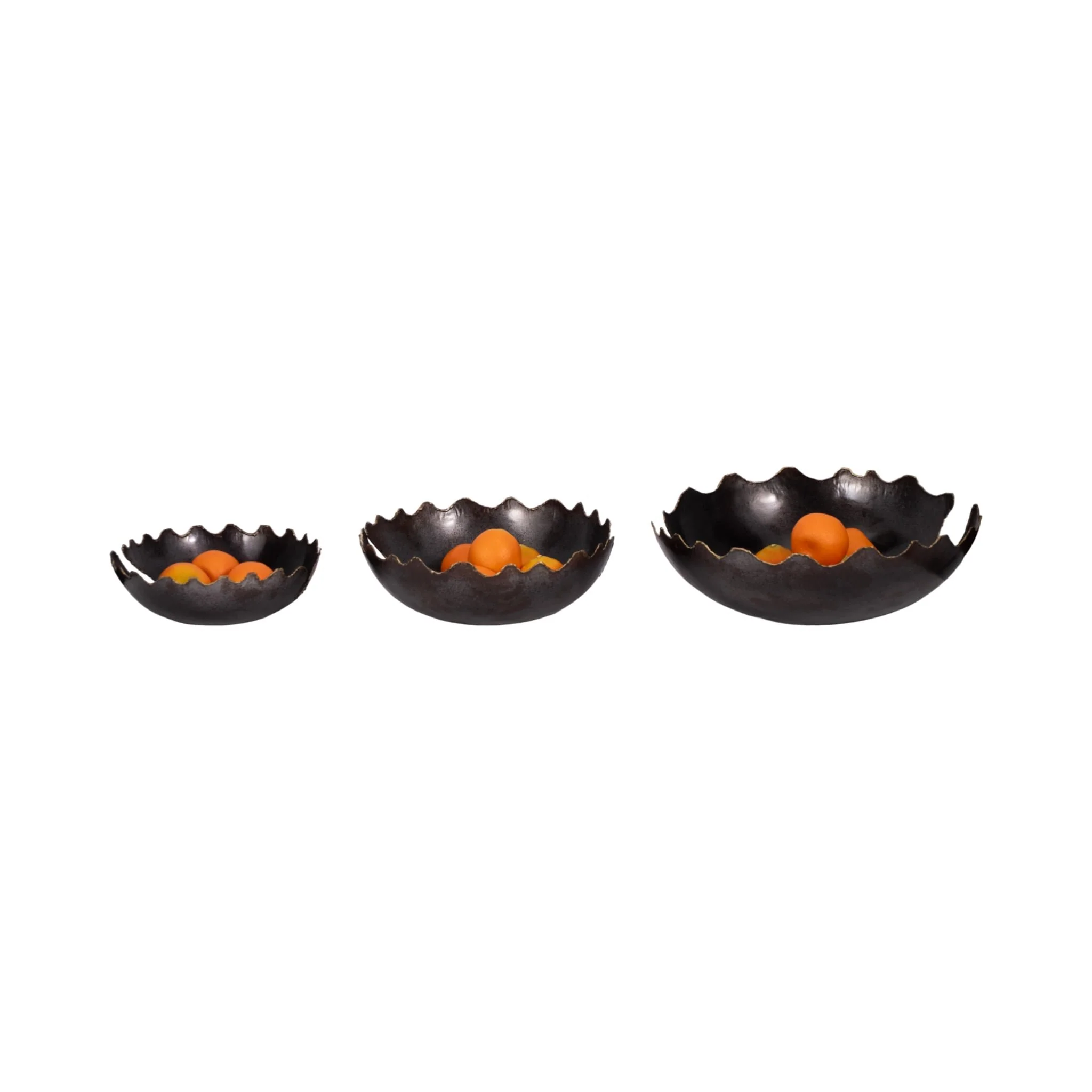 Metal S/3 12/15/18" Chipped Bowls, Black - Image 2