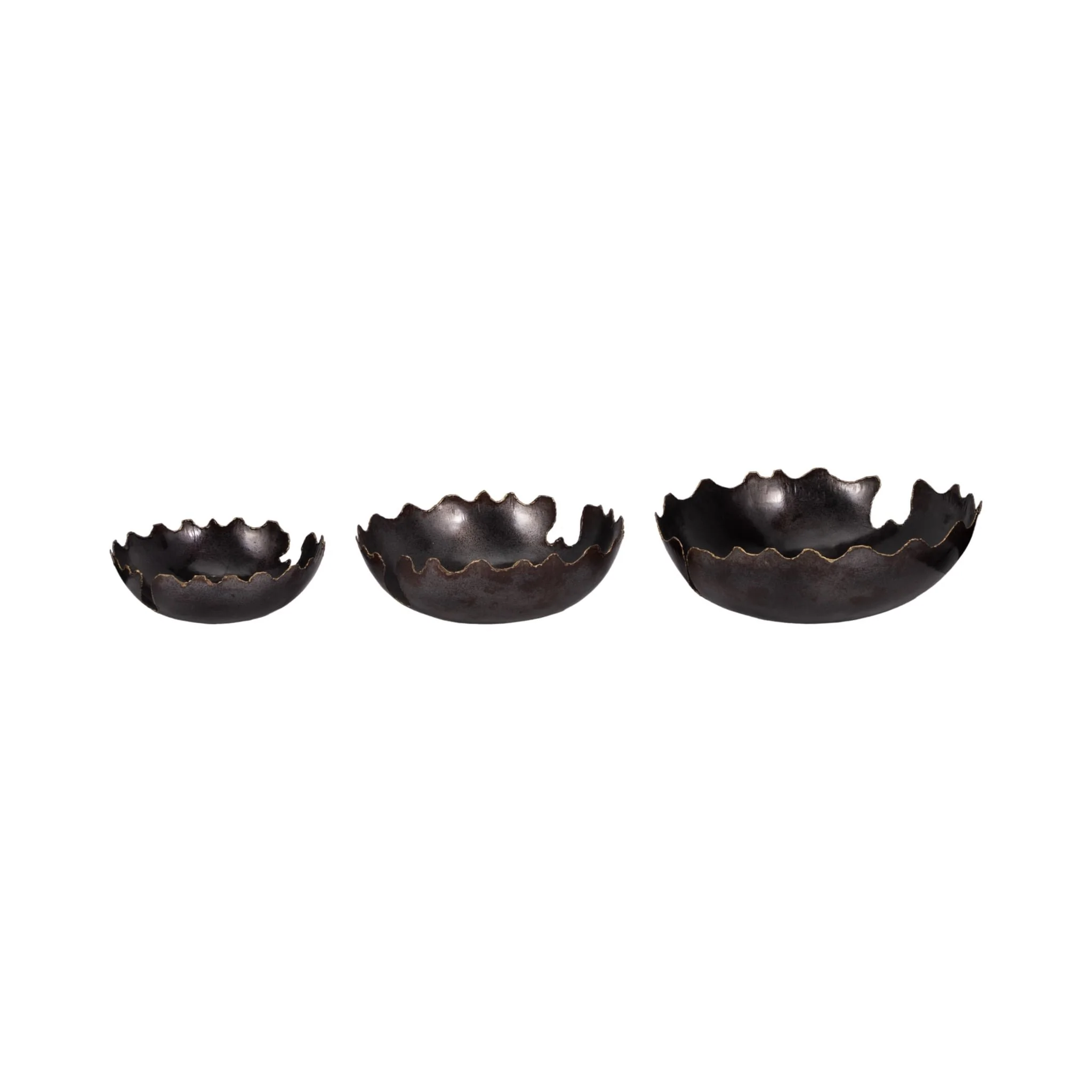 Metal S/3 12/15/18" Chipped Bowls, Black - Image 3
