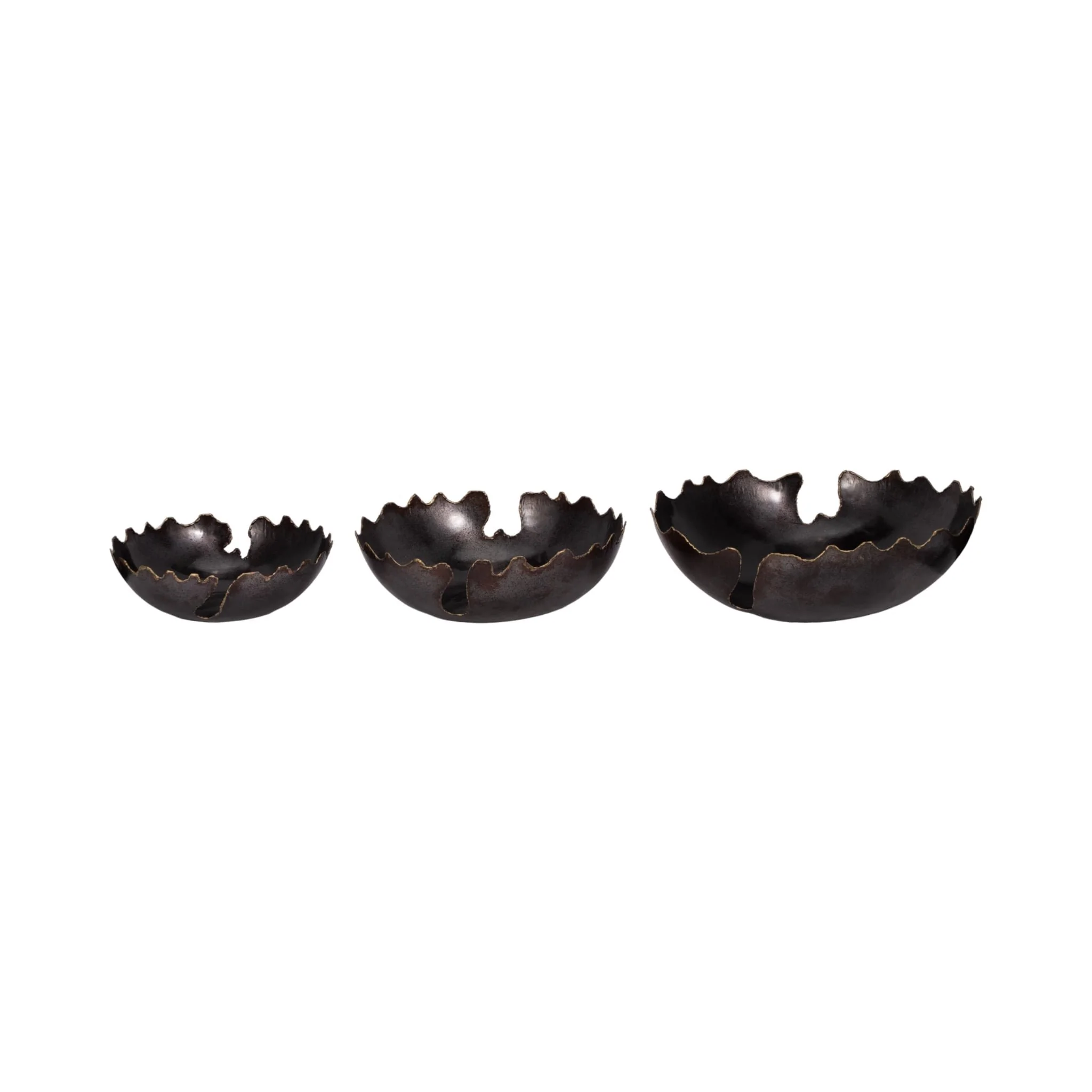 Metal S/3 12/15/18" Chipped Bowls, Black - Image 4