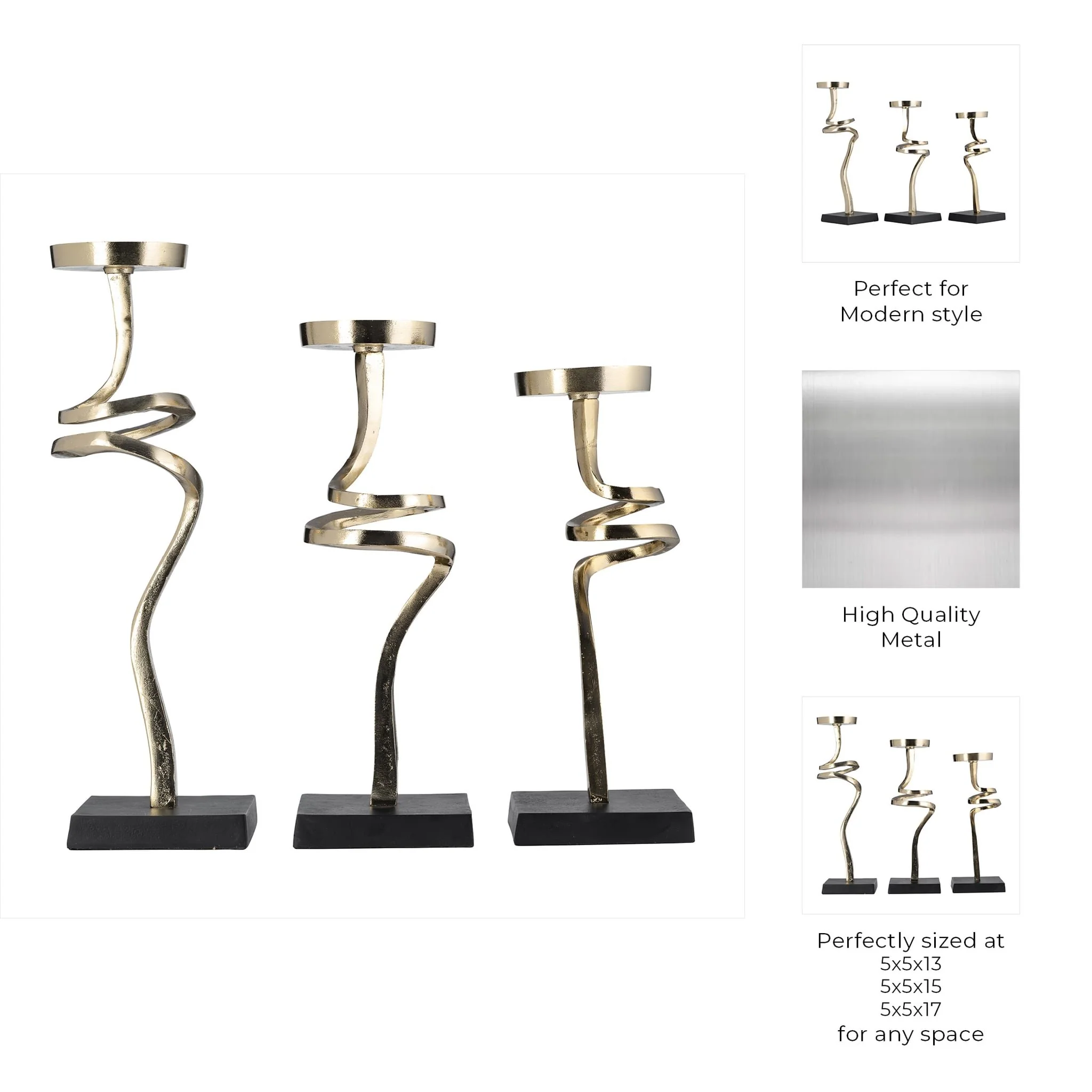 Metal,s/3 13,15,17",abstract Candle Pillar Holder, - Image 9