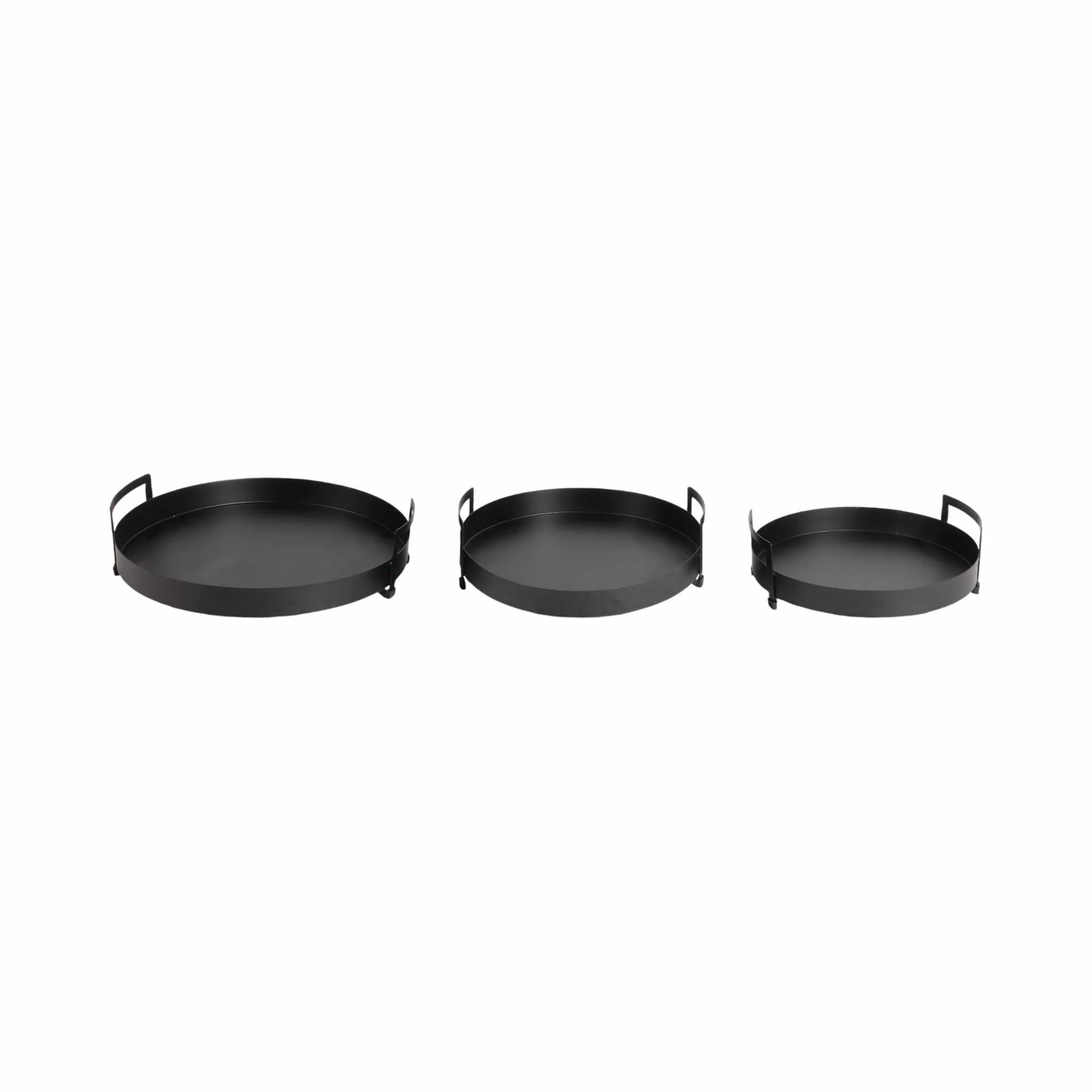 Metal, S/3 15/17/18" Tray With Handles, Black - Image 3