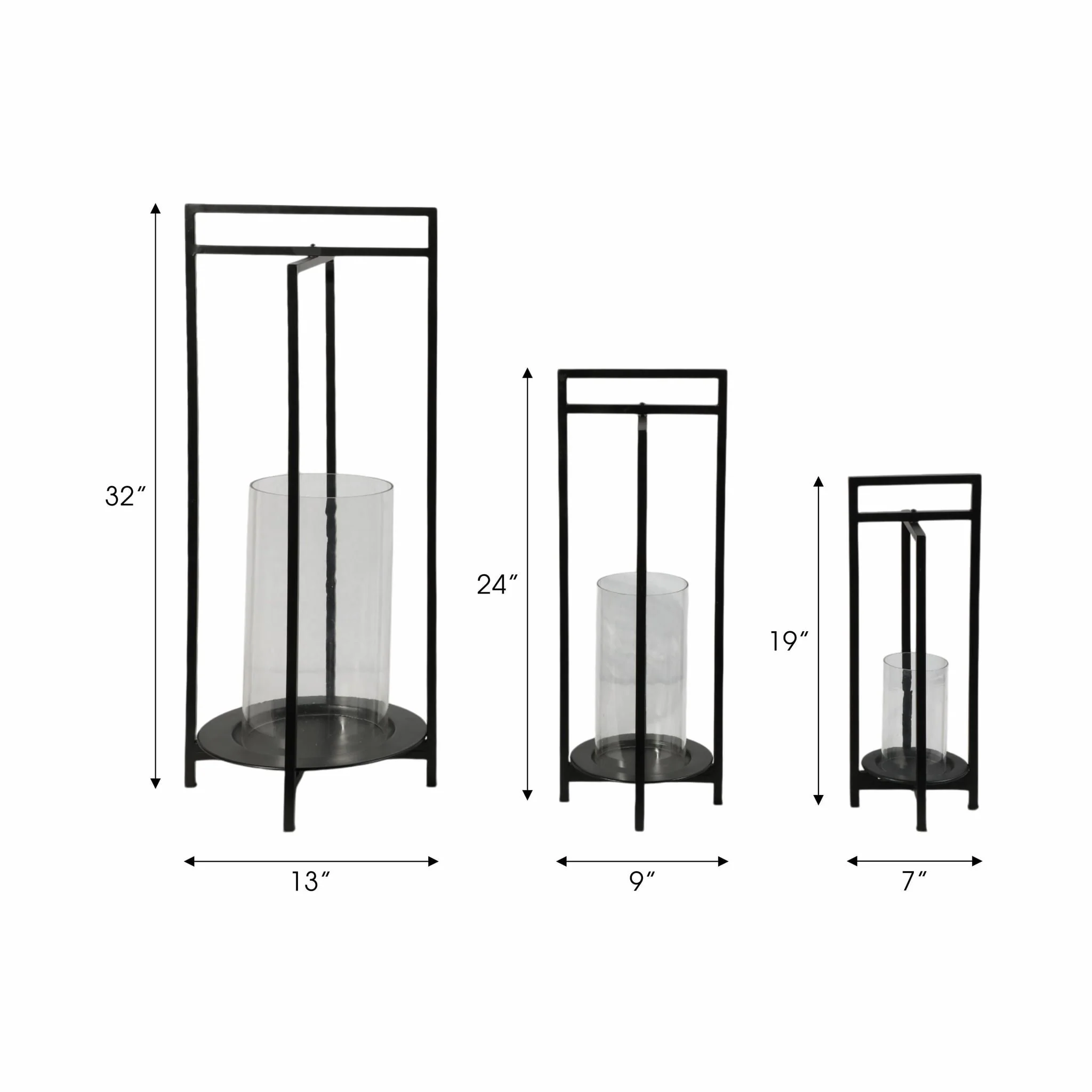 Metal, S/3 19/24/32"h Round Open Lanterns, Black - Image 7
