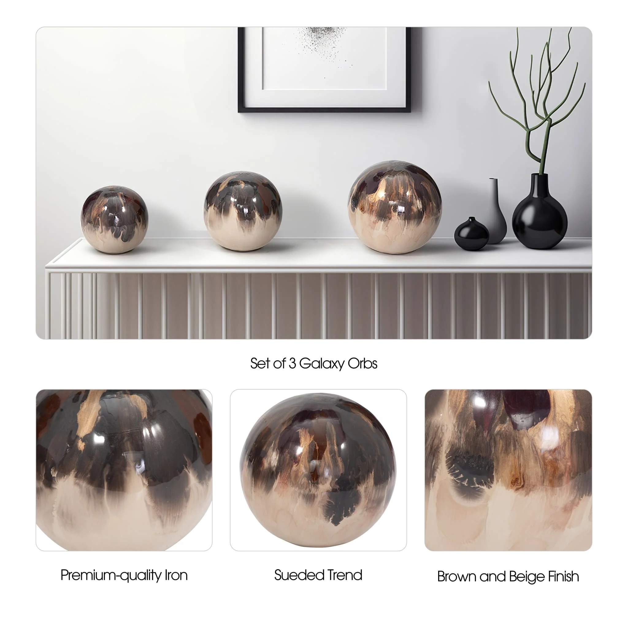 Metal, S/3 4/5/6" Galaxy Orbs, Multi - Image 9