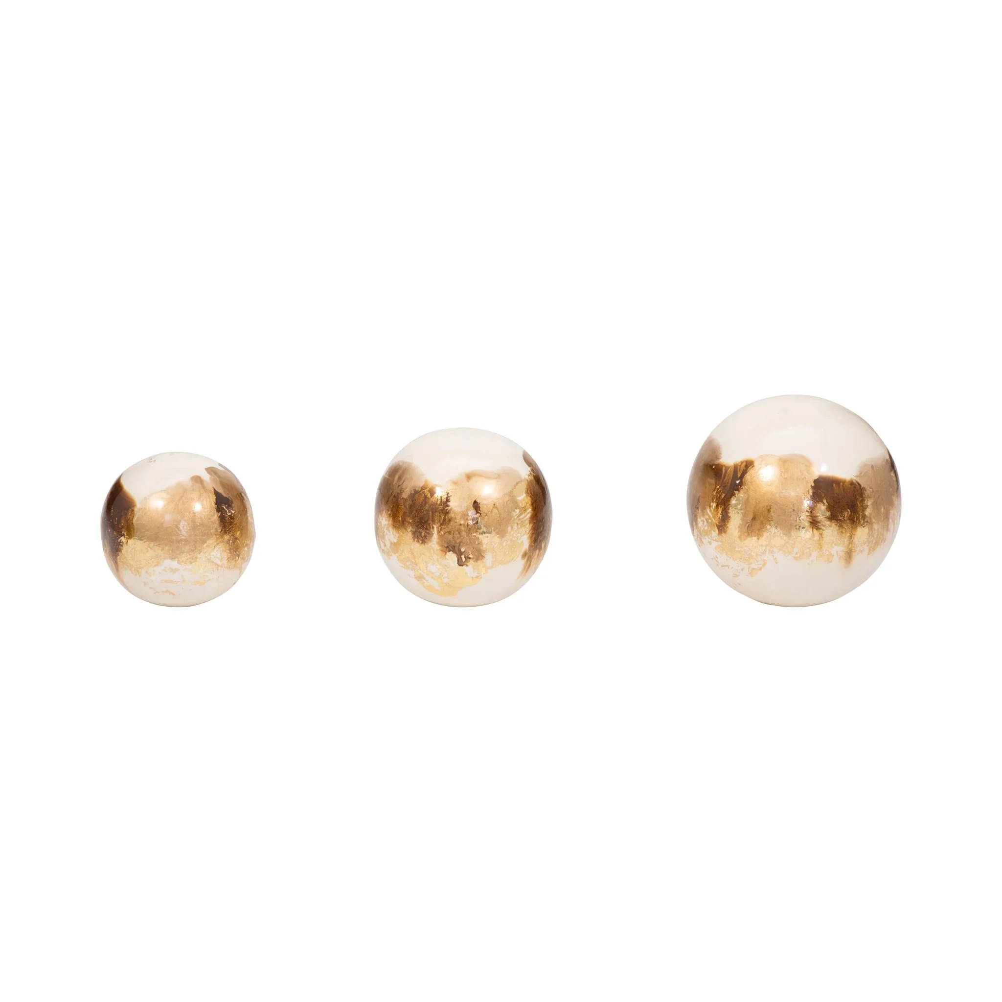 Metal, S/3 4/5/6" Galaxy Orbs, Pearl/gold - Image 2
