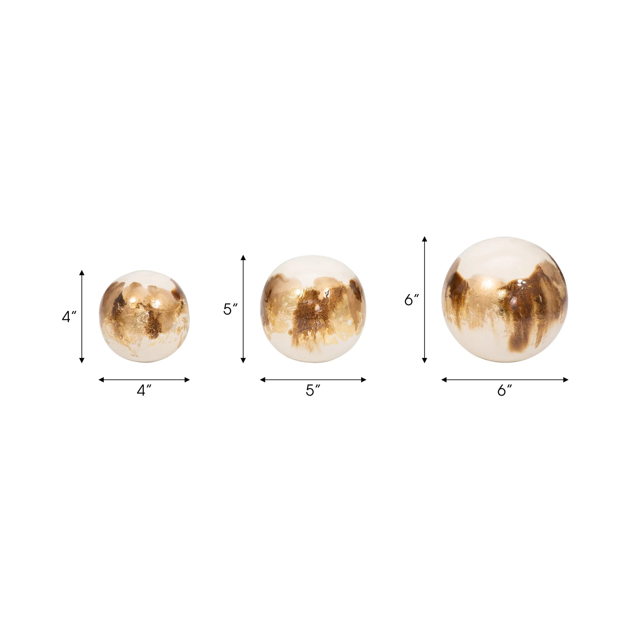Metal, S/3 4/5/6" Galaxy Orbs, Pearl/gold - Image 7