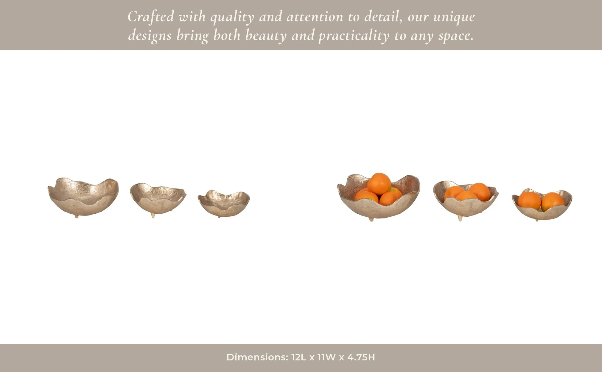Metal, S/3 8/10/12" Organic Bowls, Gold - Image 13