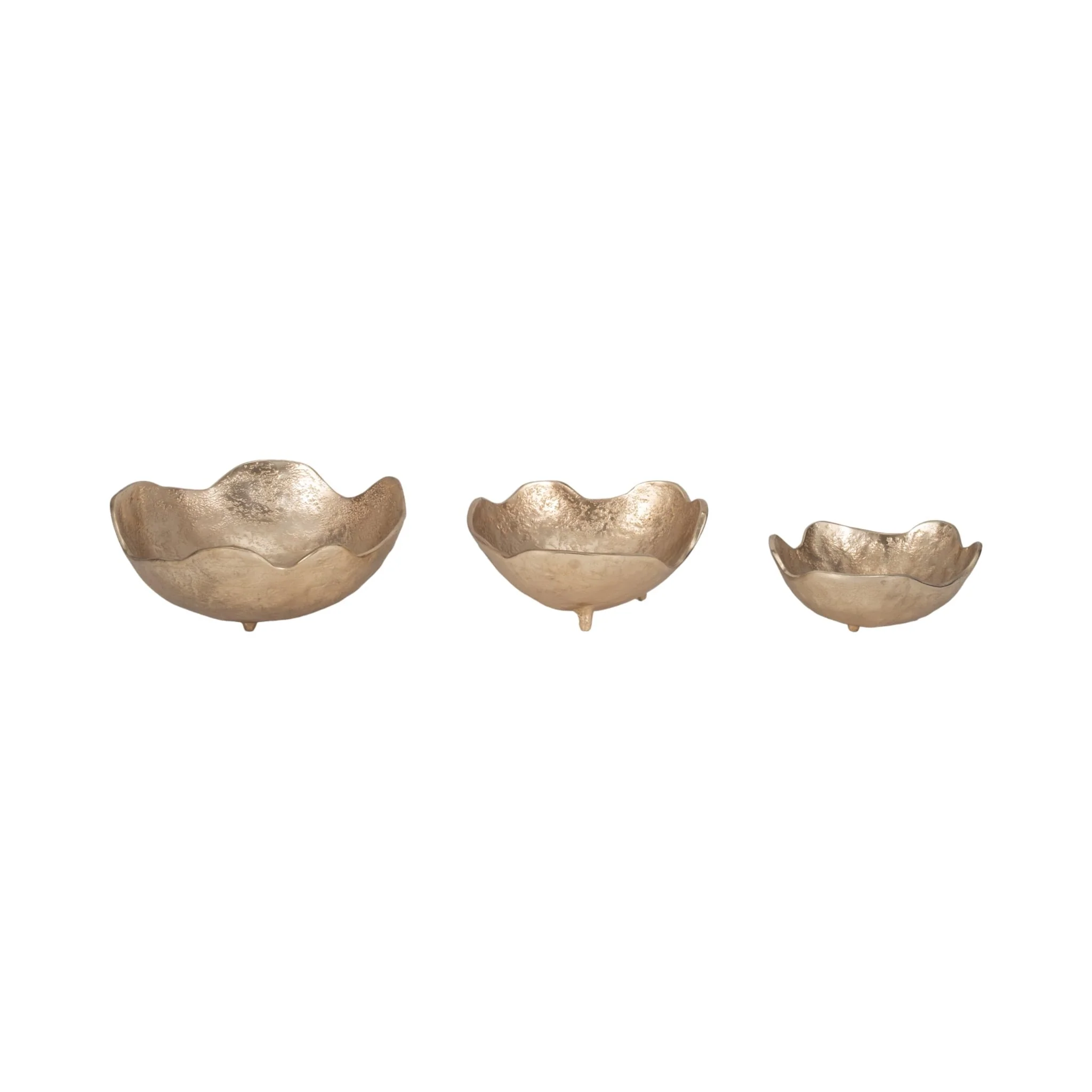 Metal, S/3 8/10/12" Organic Bowls, Gold - Image 4