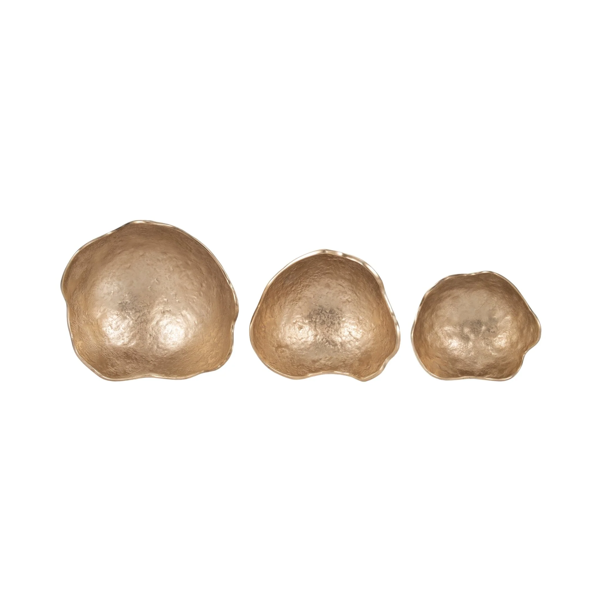 Metal, S/3 8/10/12" Organic Bowls, Gold - Image 6