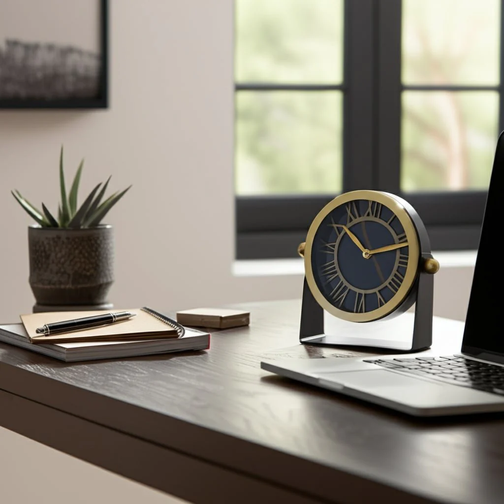 Metal Table Clock 6''  Gold Black - Image 13