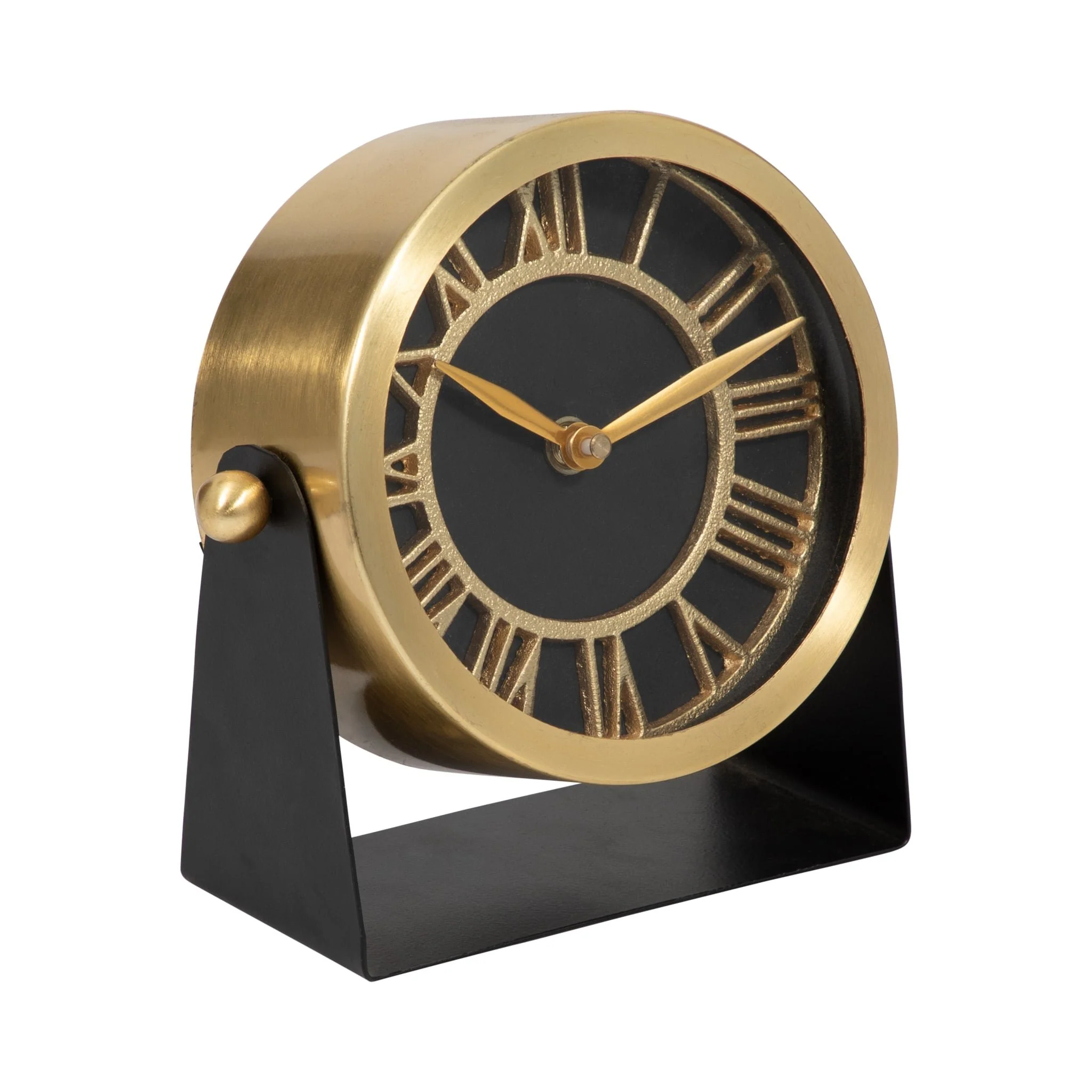 Metal Table Clock 6''  Gold Black - Image 2