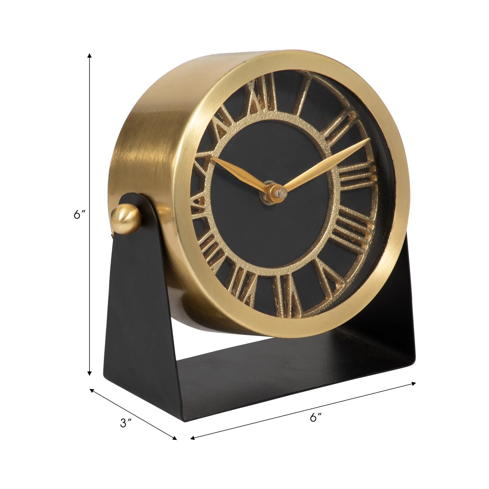 Metal Table Clock 6''  Gold Black - Image 9