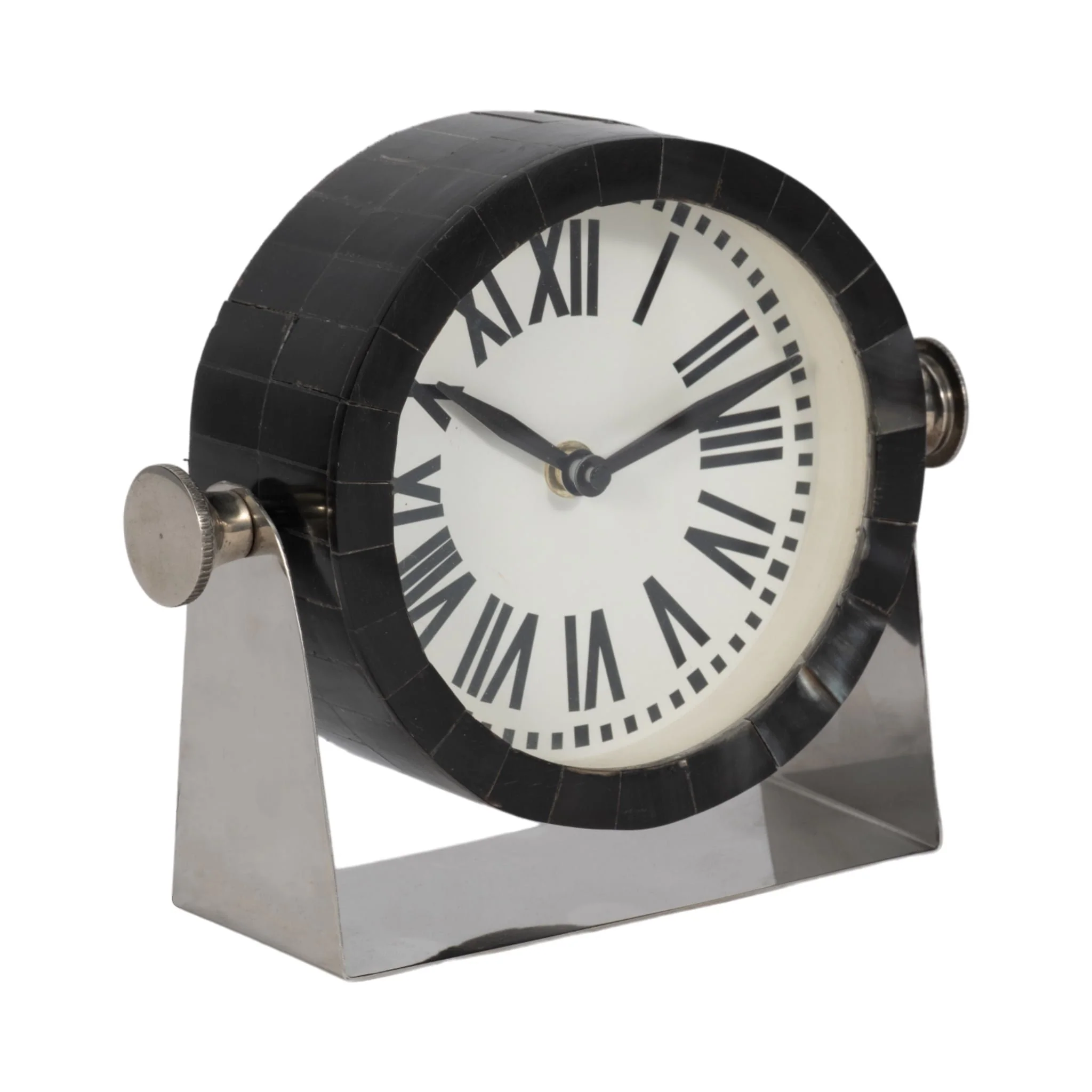 Metal Table Clock 6'' Nickel Black - Image 2