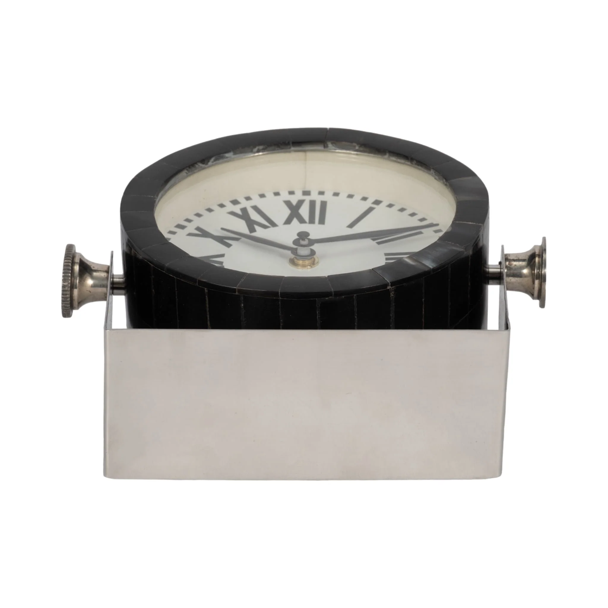 Metal Table Clock 6'' Nickel Black - Image 7