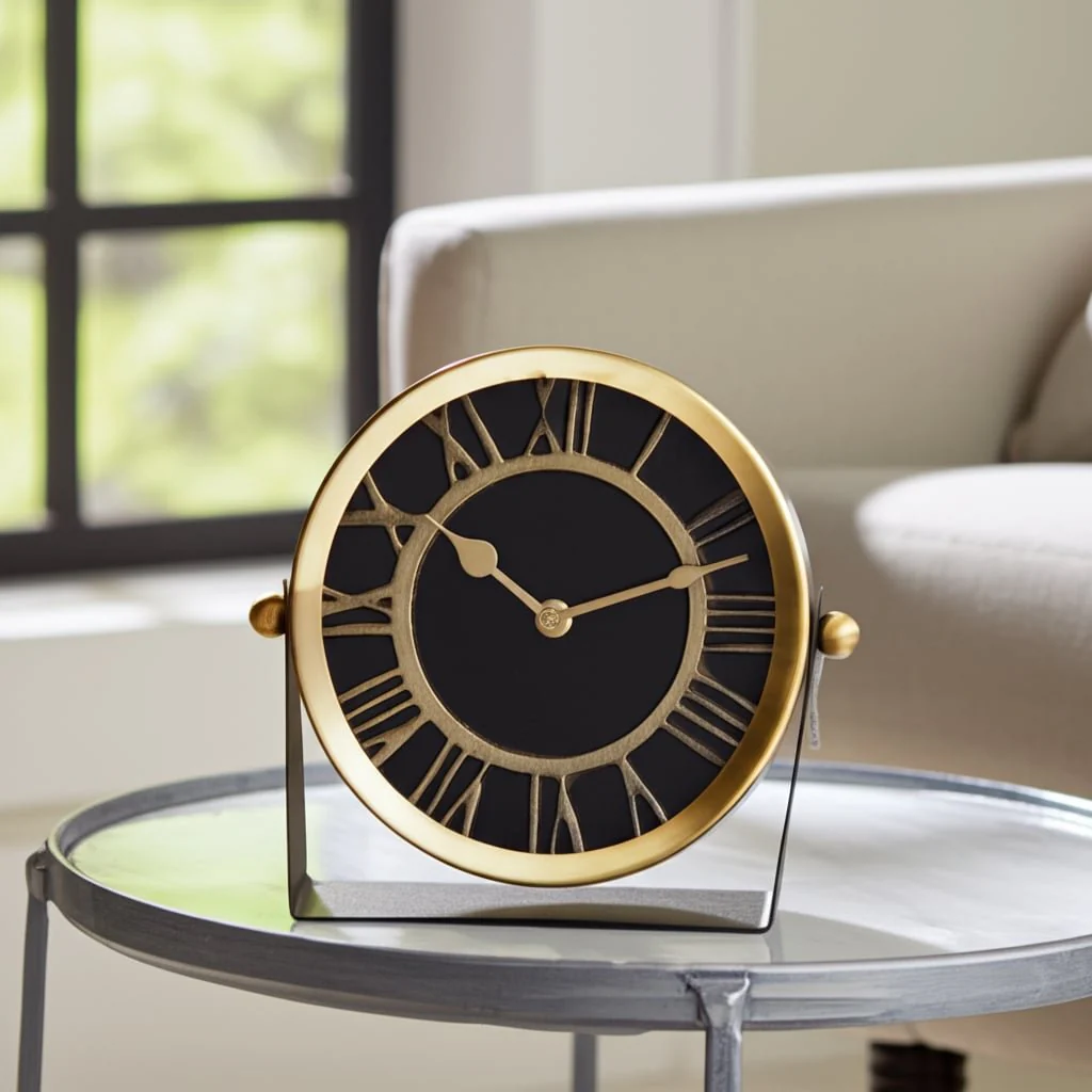 Metal Table Clock 7'' Gold Black - Image 12