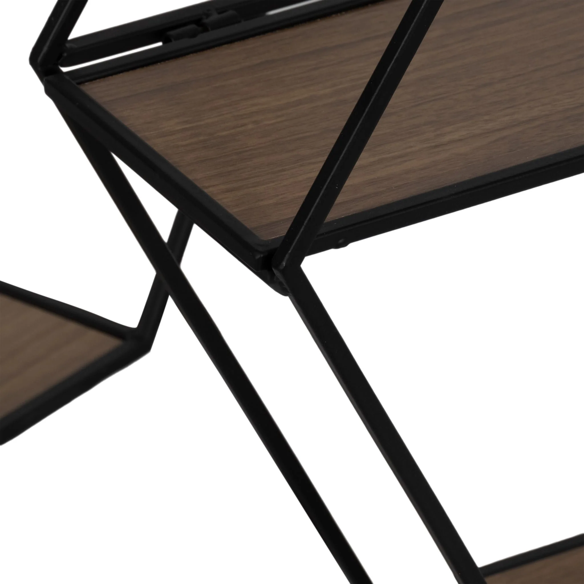 Metal/wd, S/3 21/24/26" Hex Folding Wall Shelf,blk - Image 4