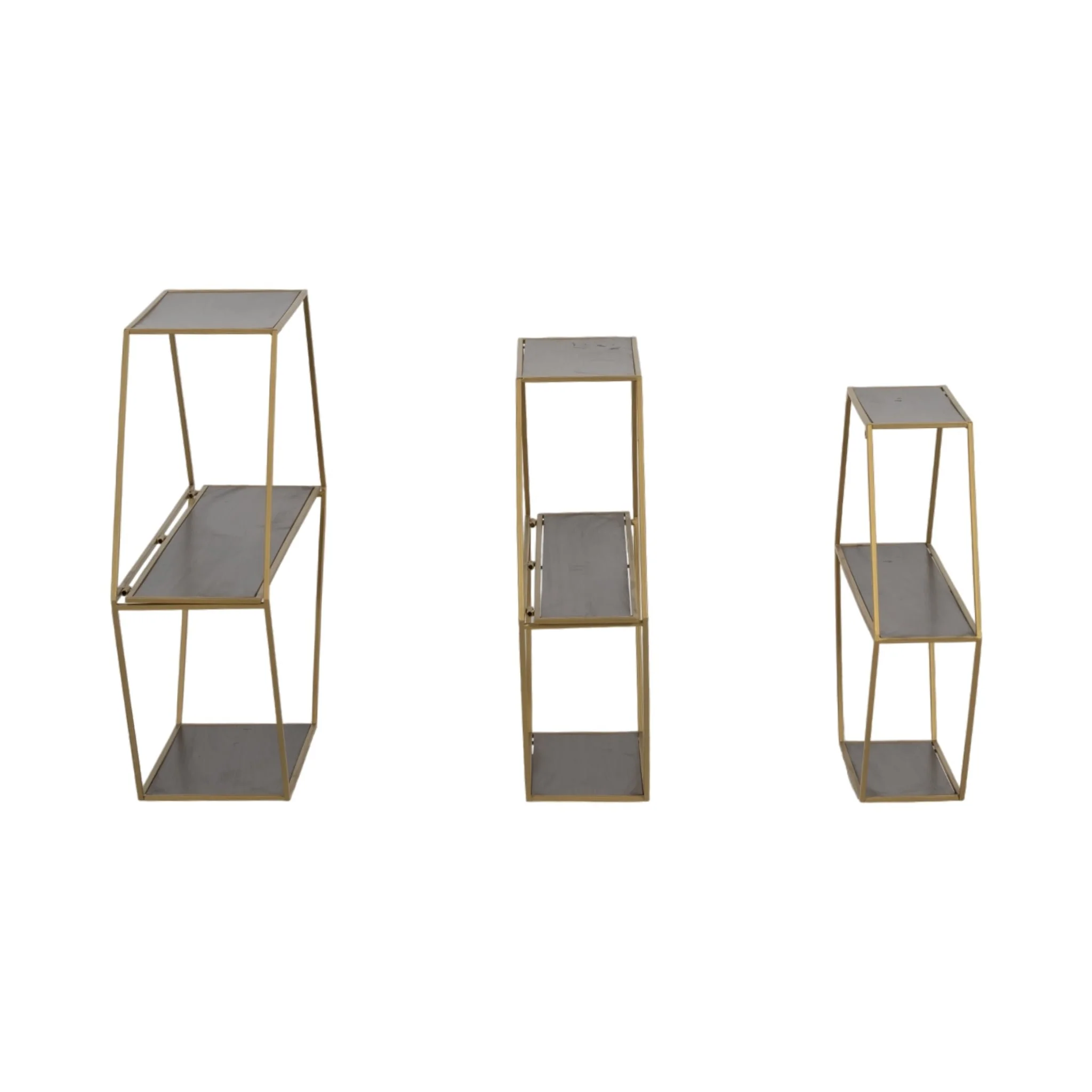 Metal/wd,s/3 21/24/26" Hex Folding Wall Shelf,gld - Image 3