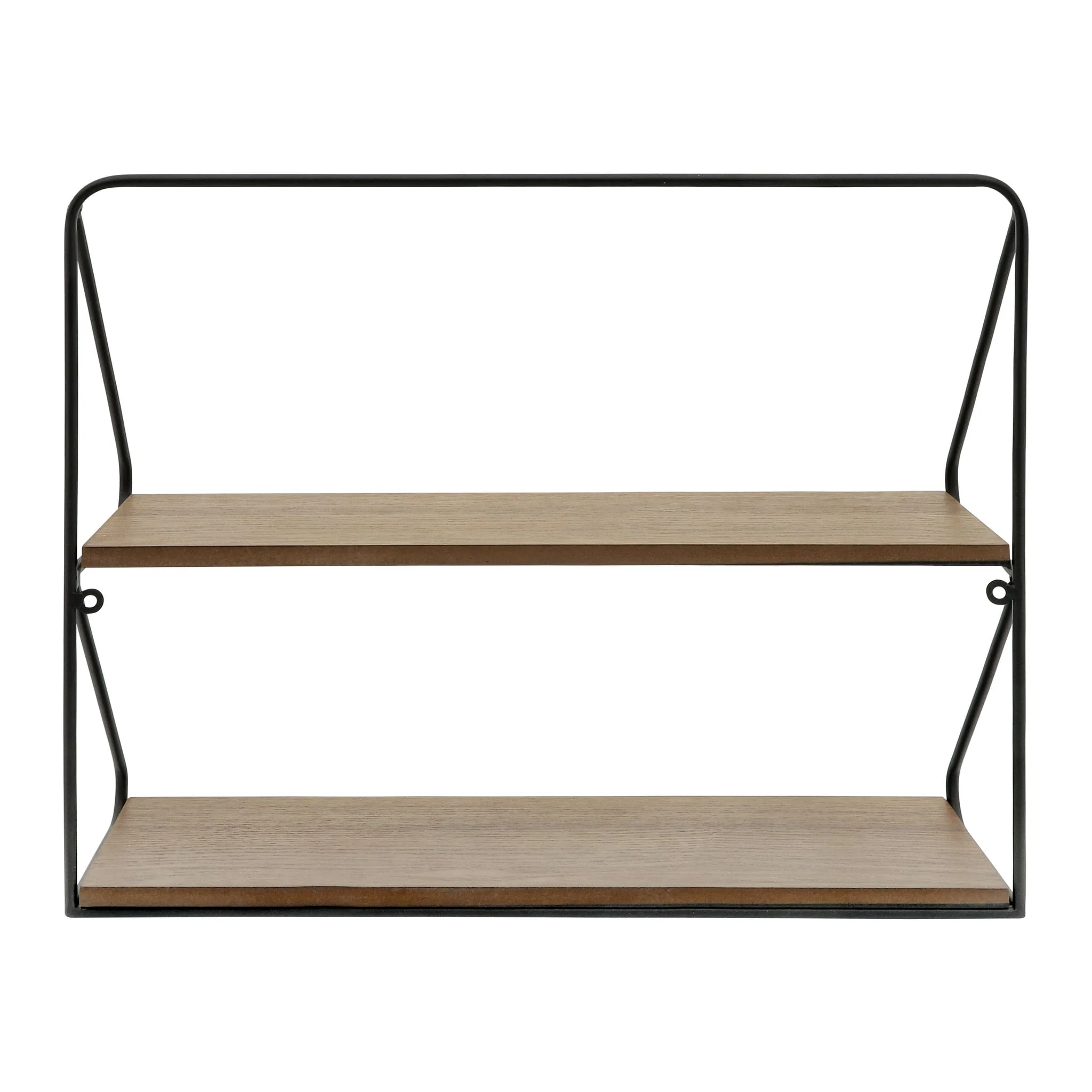 Metal /wood 20" 2 Tier Wall Shelf, Black/brwn - Image 4