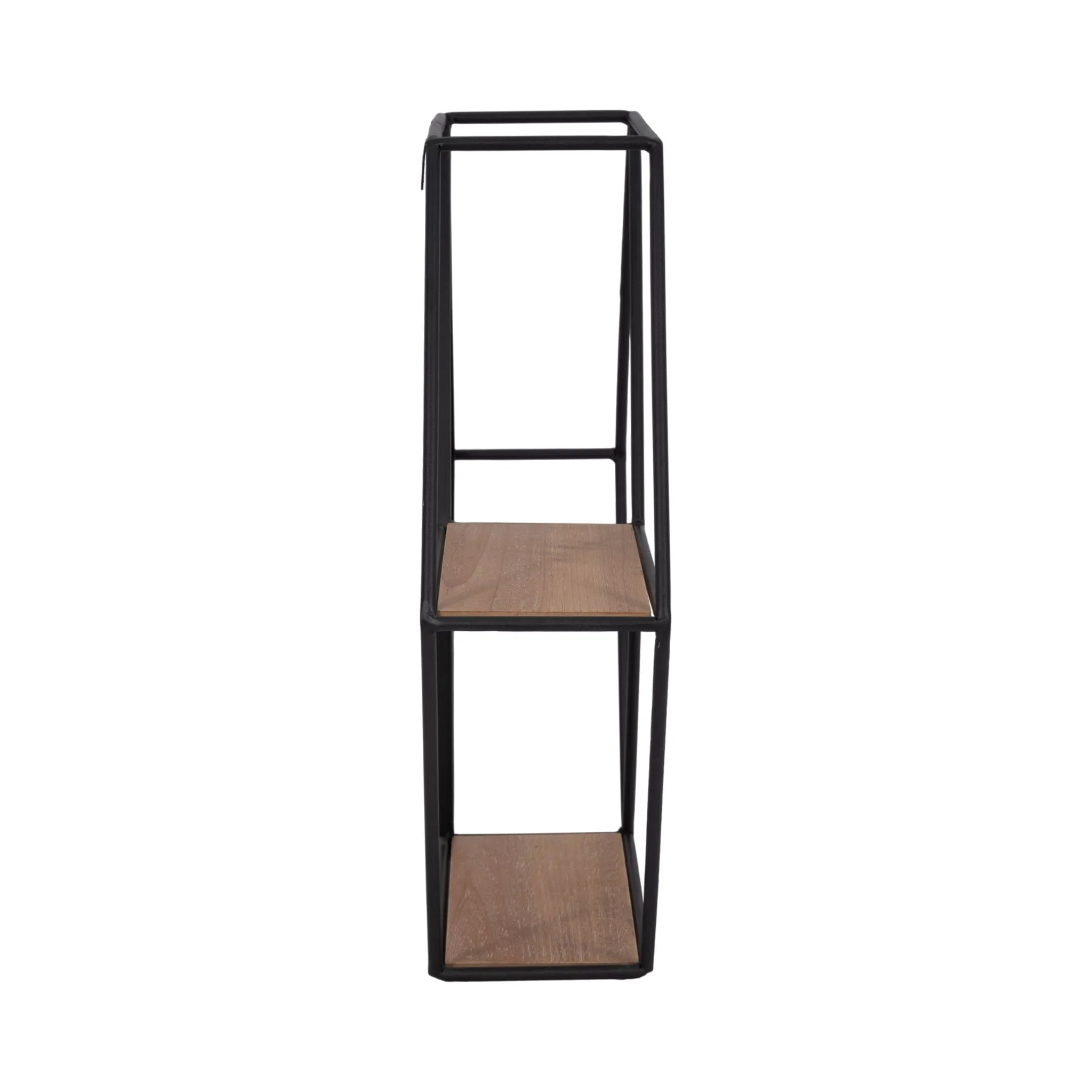 Metal/wood 20" Hexagon Mirrored Wall Shelf, Black - Image 3