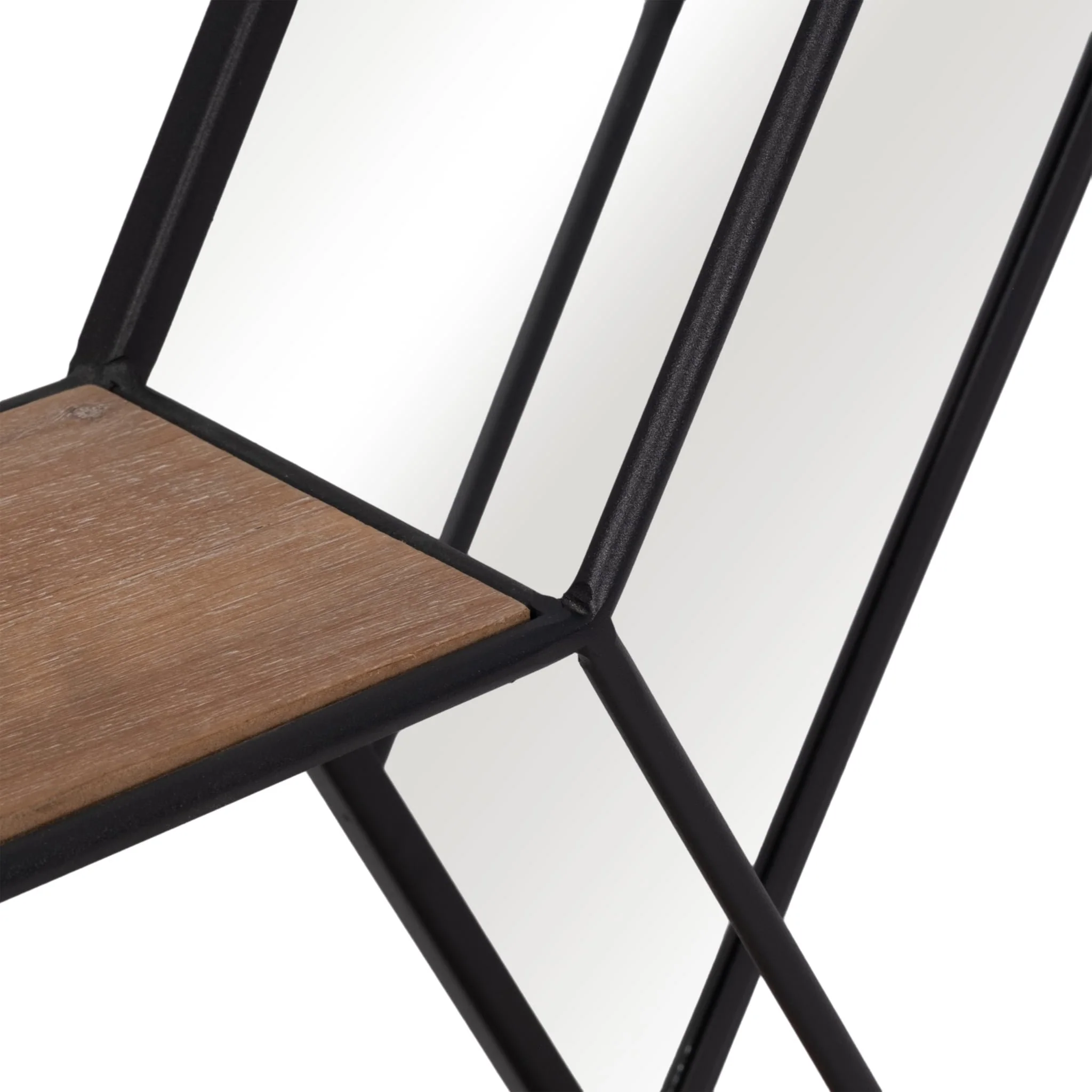 Metal/wood 20" Hexagon Mirrored Wall Shelf, Black - Image 4