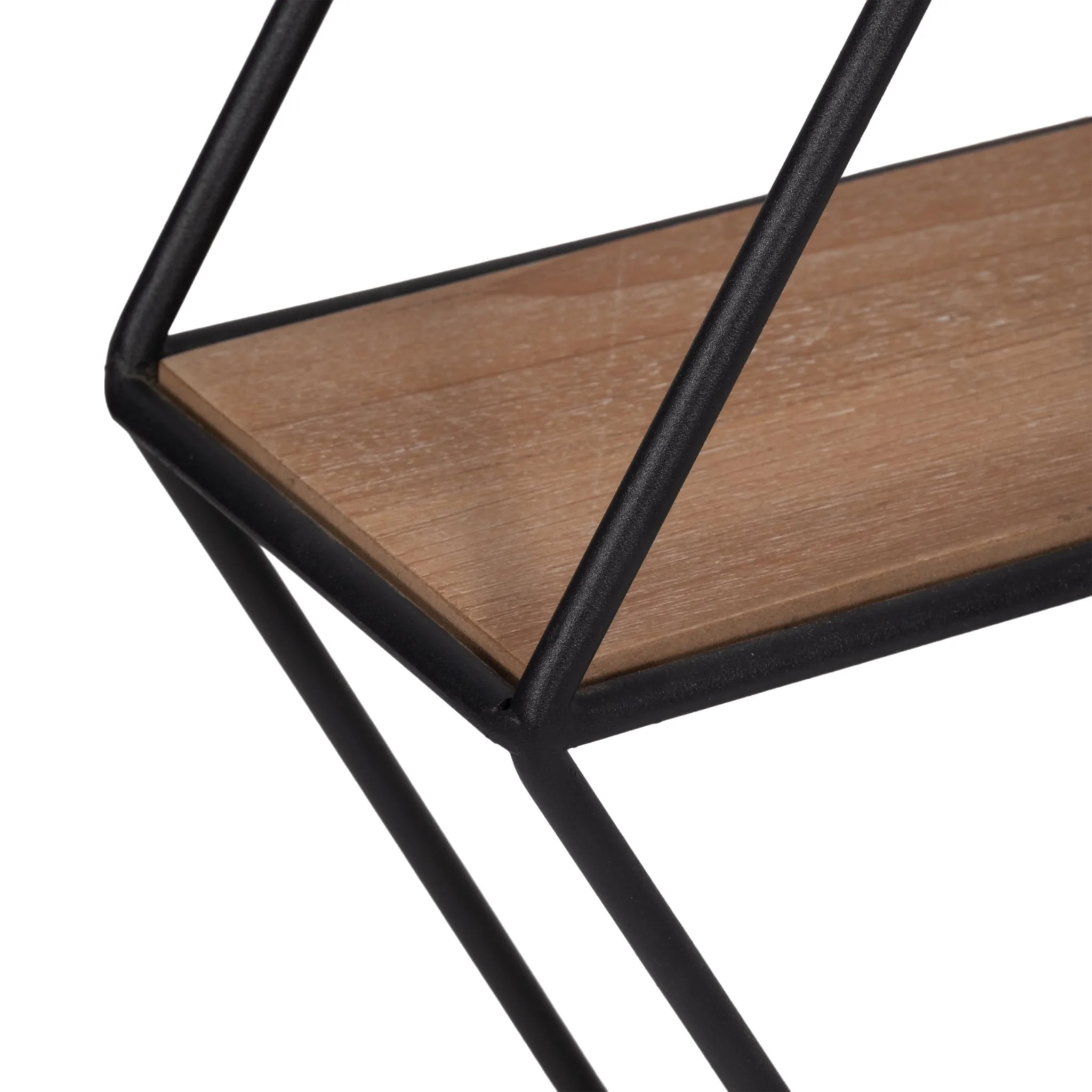 Metal/wood 20" Hexagon Mirrored Wall Shelf, Black - Image 5