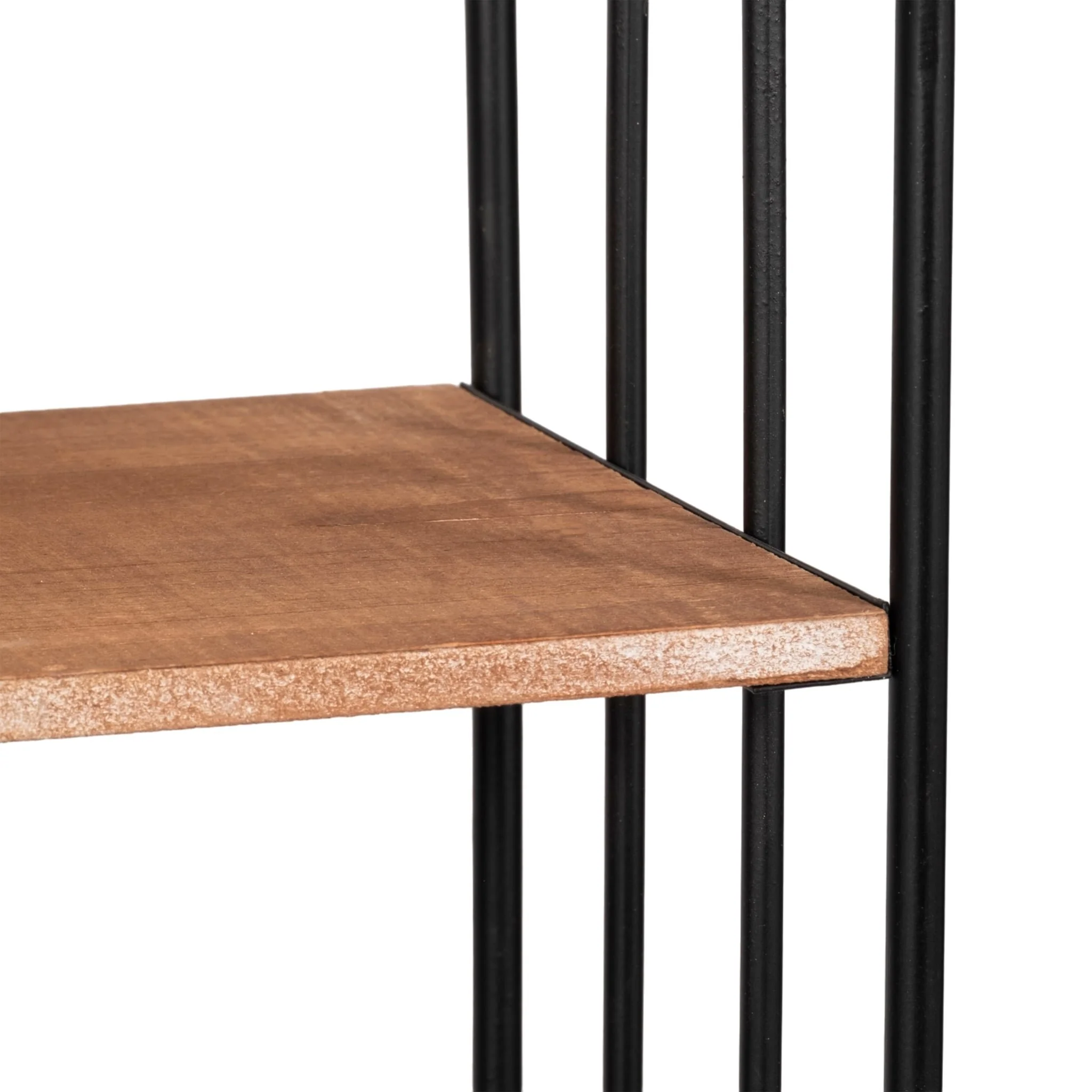 Metal/wood 20" Hexagon Shelf, Brown/black - Image 4