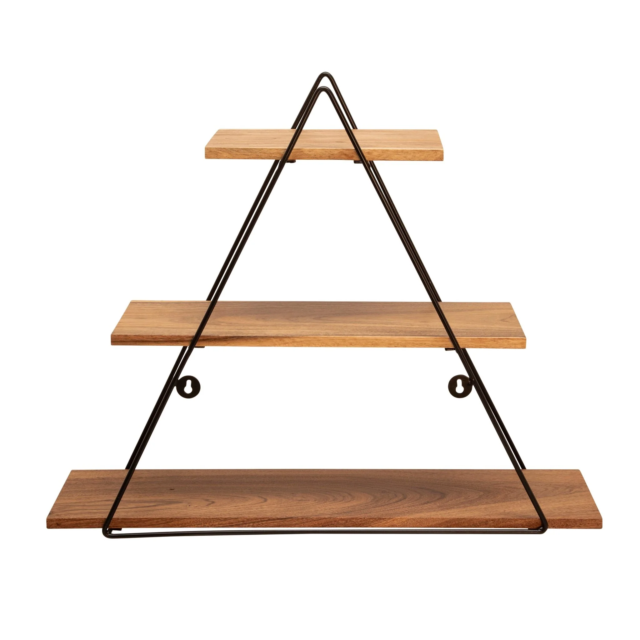 Metal/wood 20" Triangle Wall Shelf, Brown - Image 2