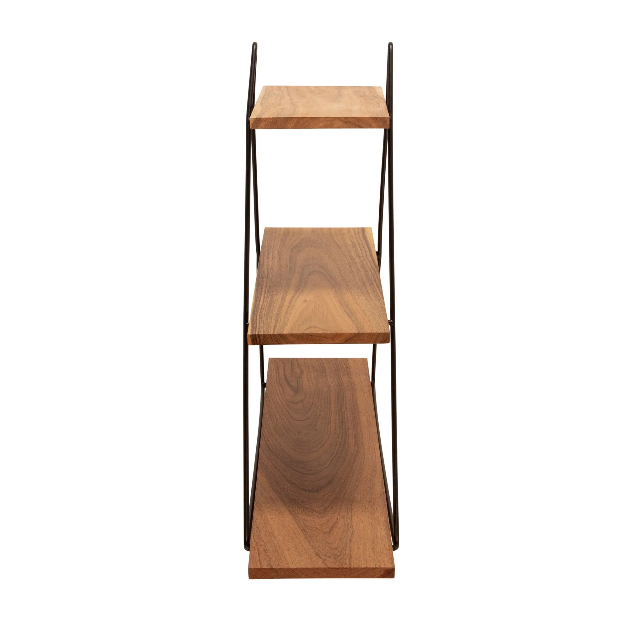 Metal/wood 20" Triangle Wall Shelf, Brown - Image 3