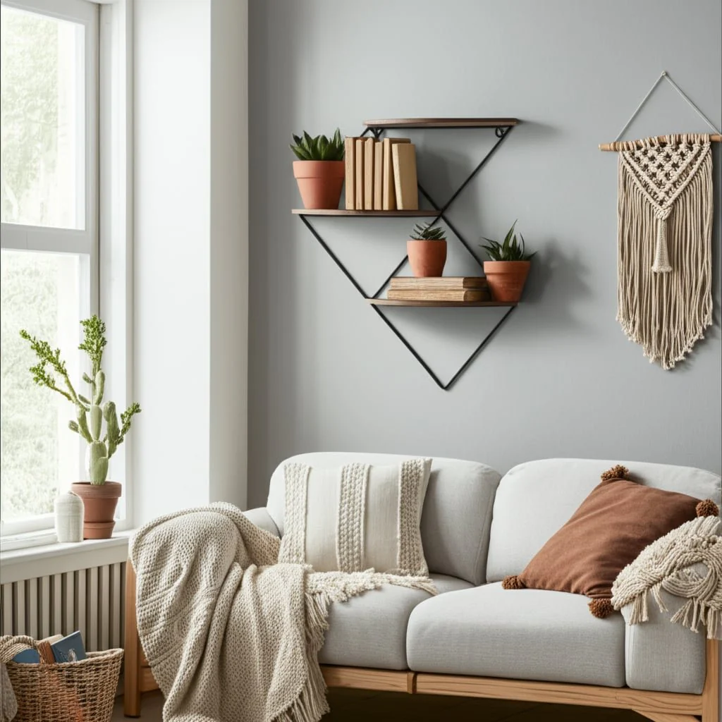 Metal/wood, 21" 3-tier Diamond Wall Shelf, Brown/b - Image 8