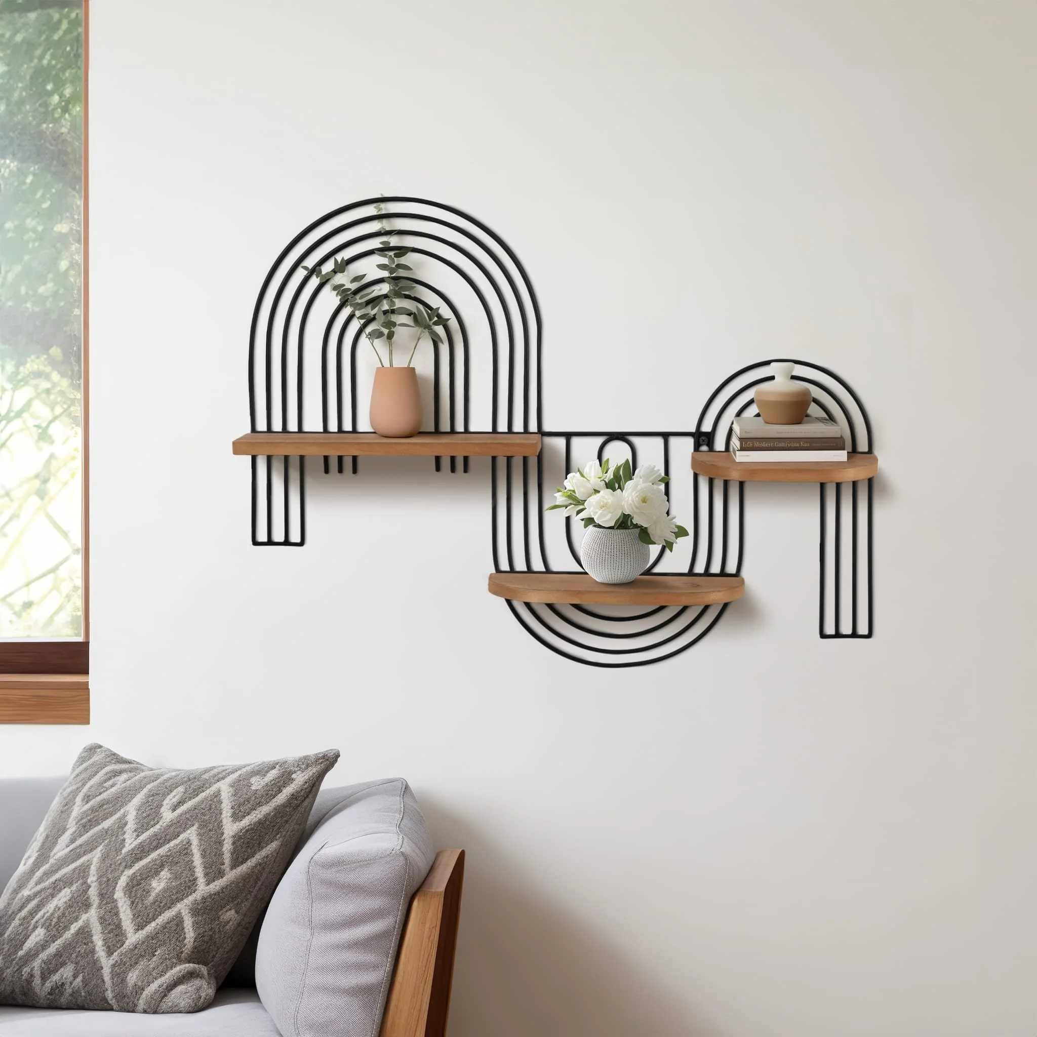 Metal/wood, 24" Loopy Wall Deco, Brown/black - Image 7