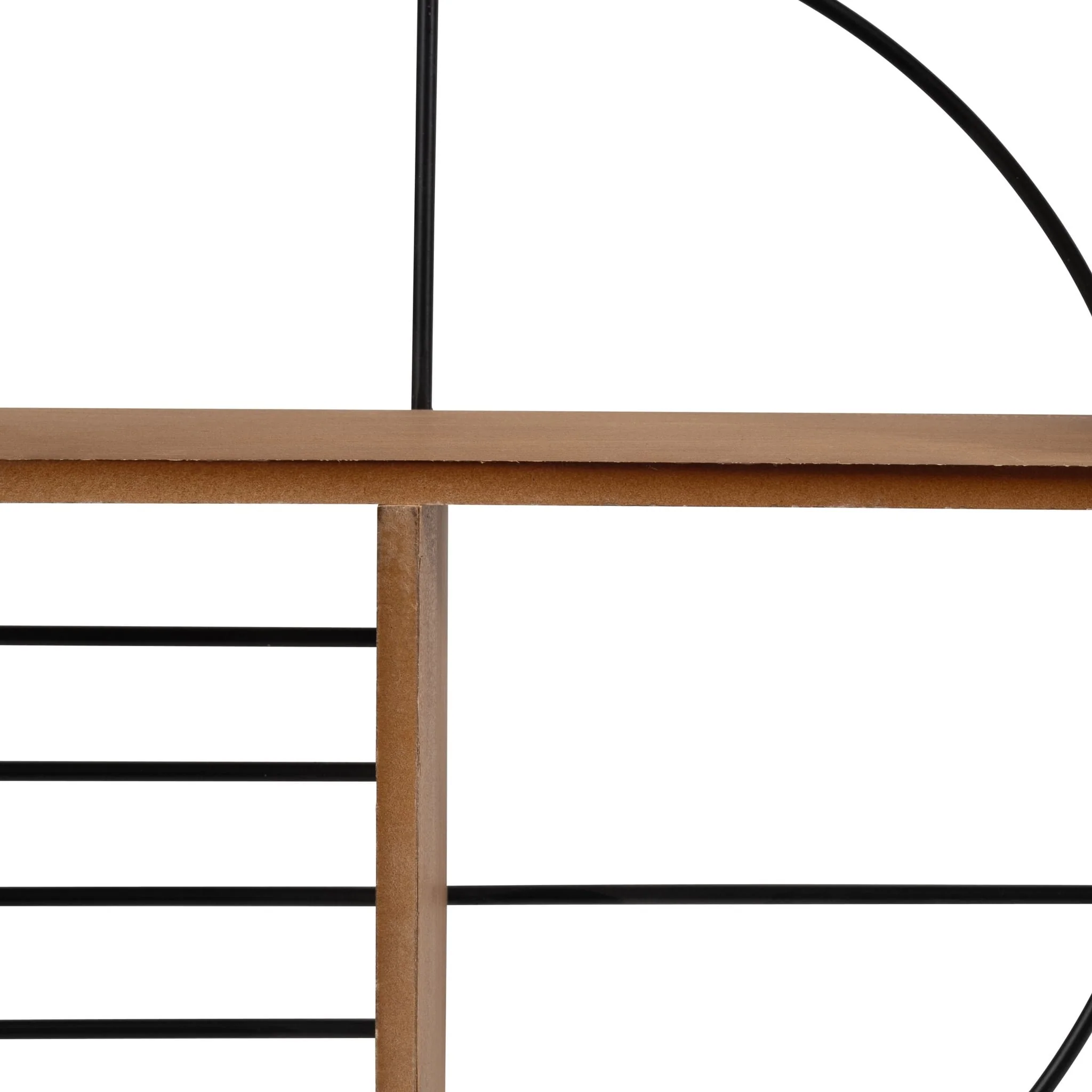 Metal/wood, 24" Modern Circles Wall Shelf, Natural - Image 4