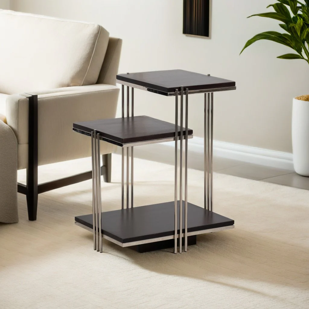 Metal/wood, 24" Three Tier Side Table - Image 10