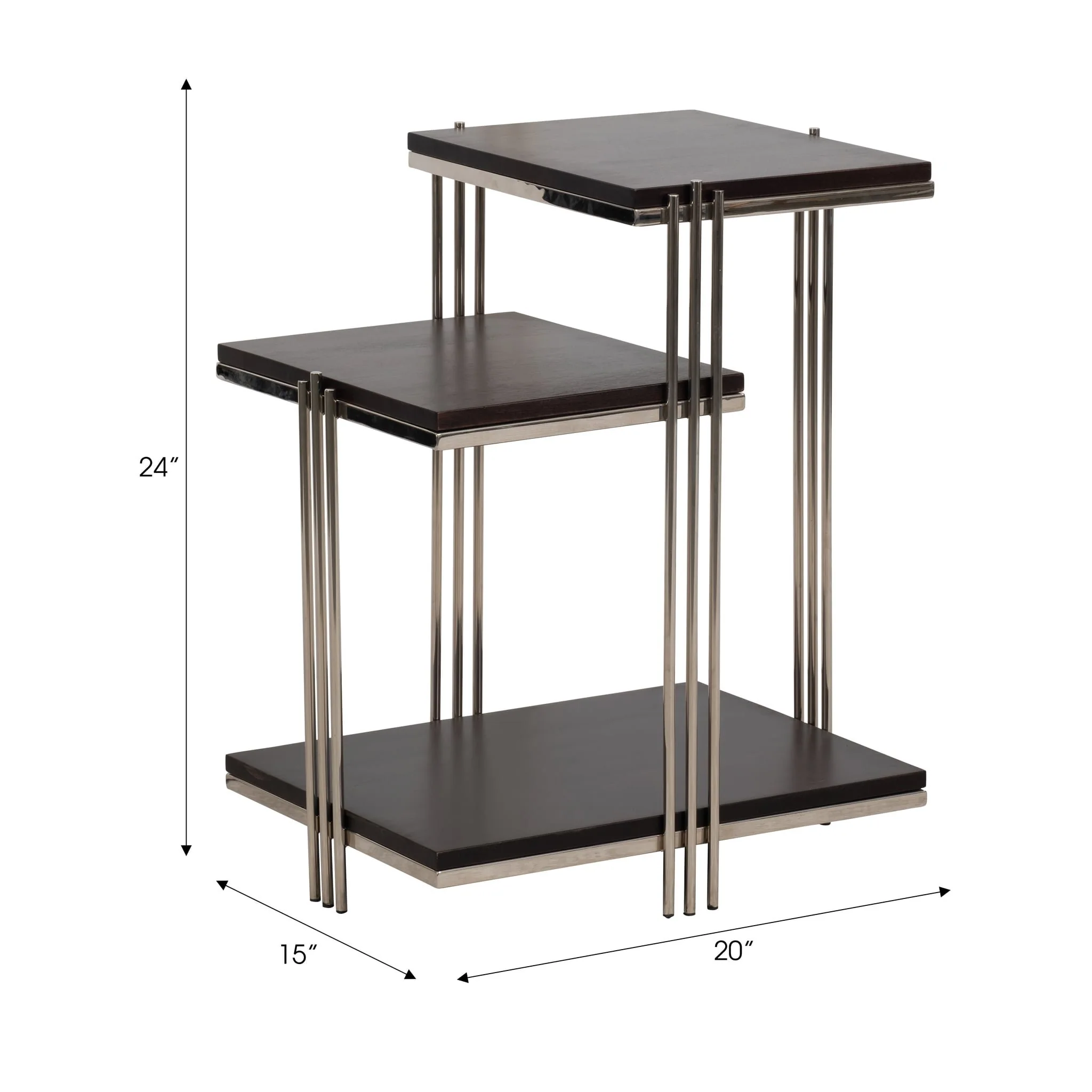 Metal/wood, 24" Three Tier Side Table - Image 7