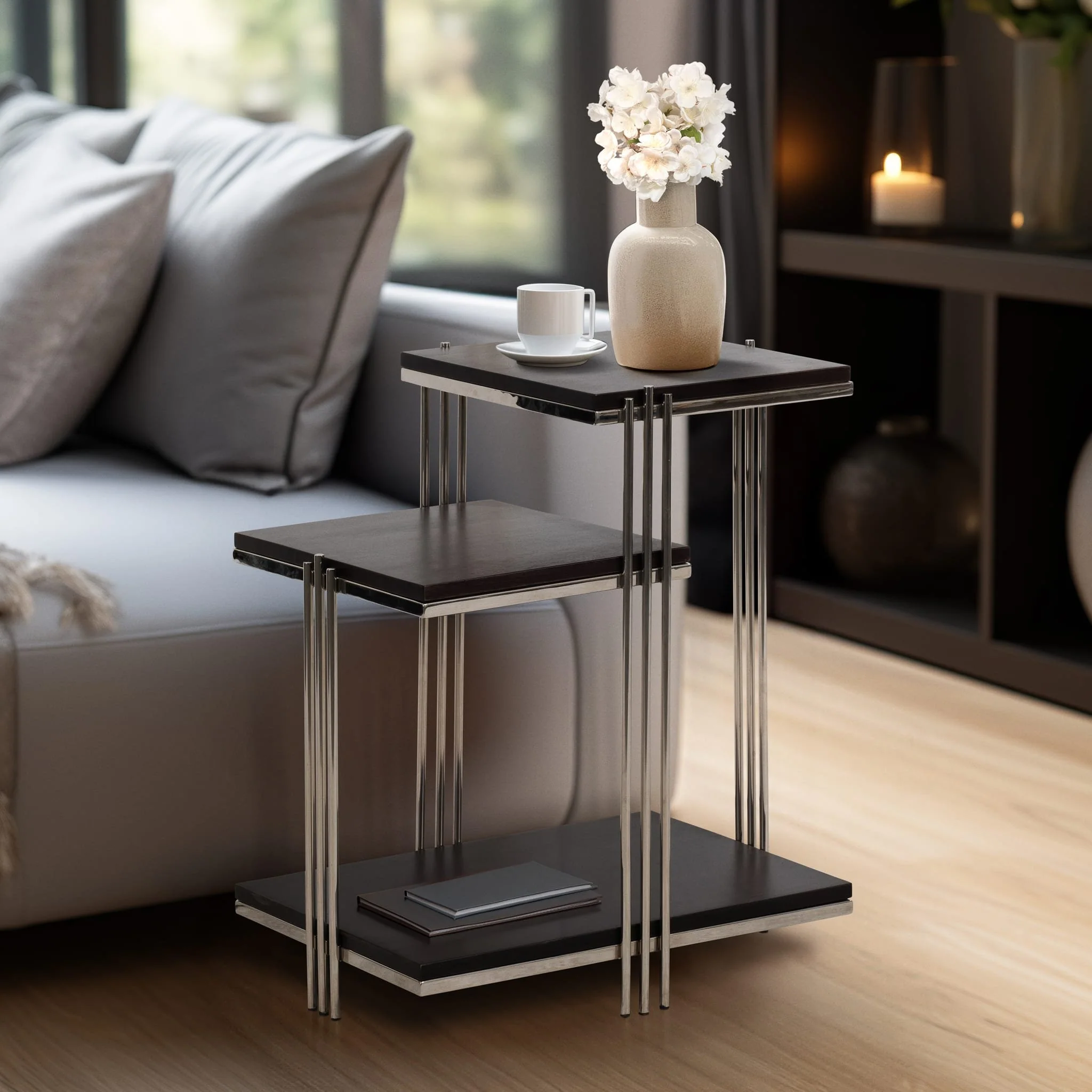 Metal/wood, 24" Three Tier Side Table - Image 9
