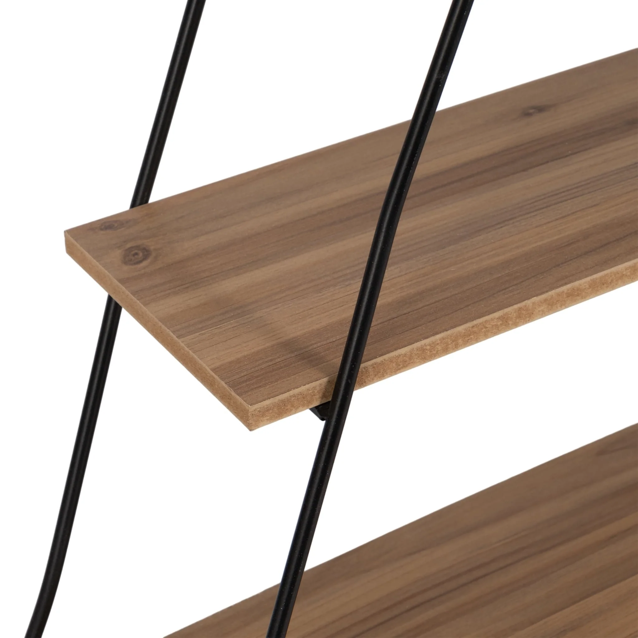 Metal/wood 26" Triangle Wall Shelf, Brown/black - Image 4