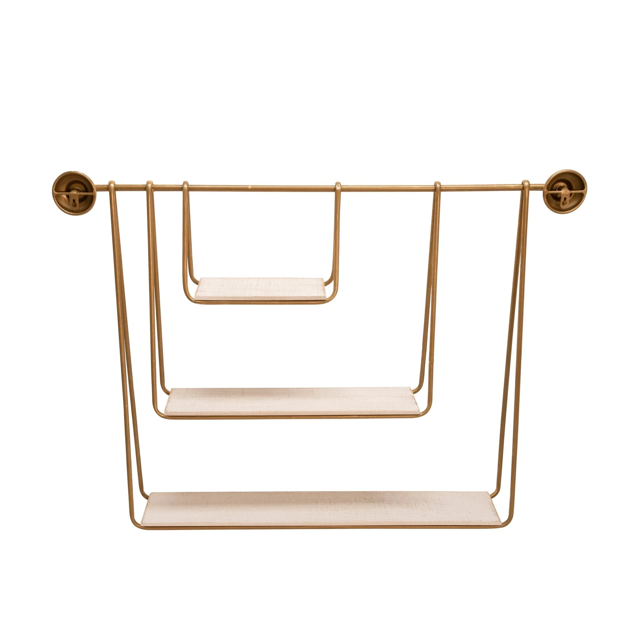 Metal/wood 29" 3-tier Hanging Wall Shelf, White - Image 5