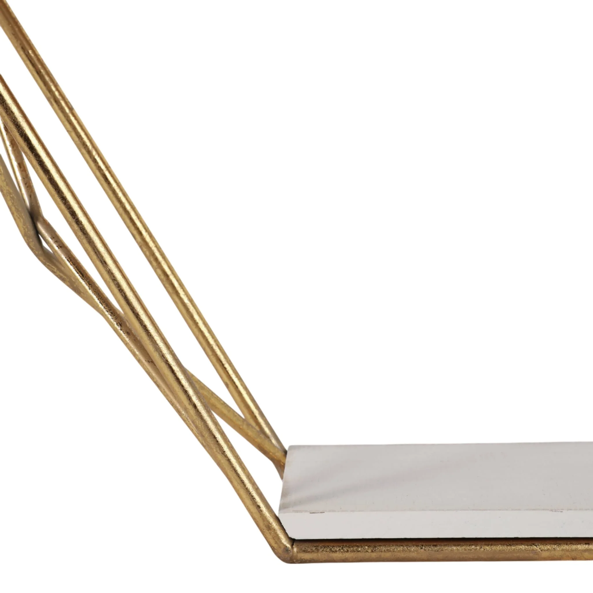Metal / Wood 3 Tier Hexagon Wall Shelf, Gold - Image 6